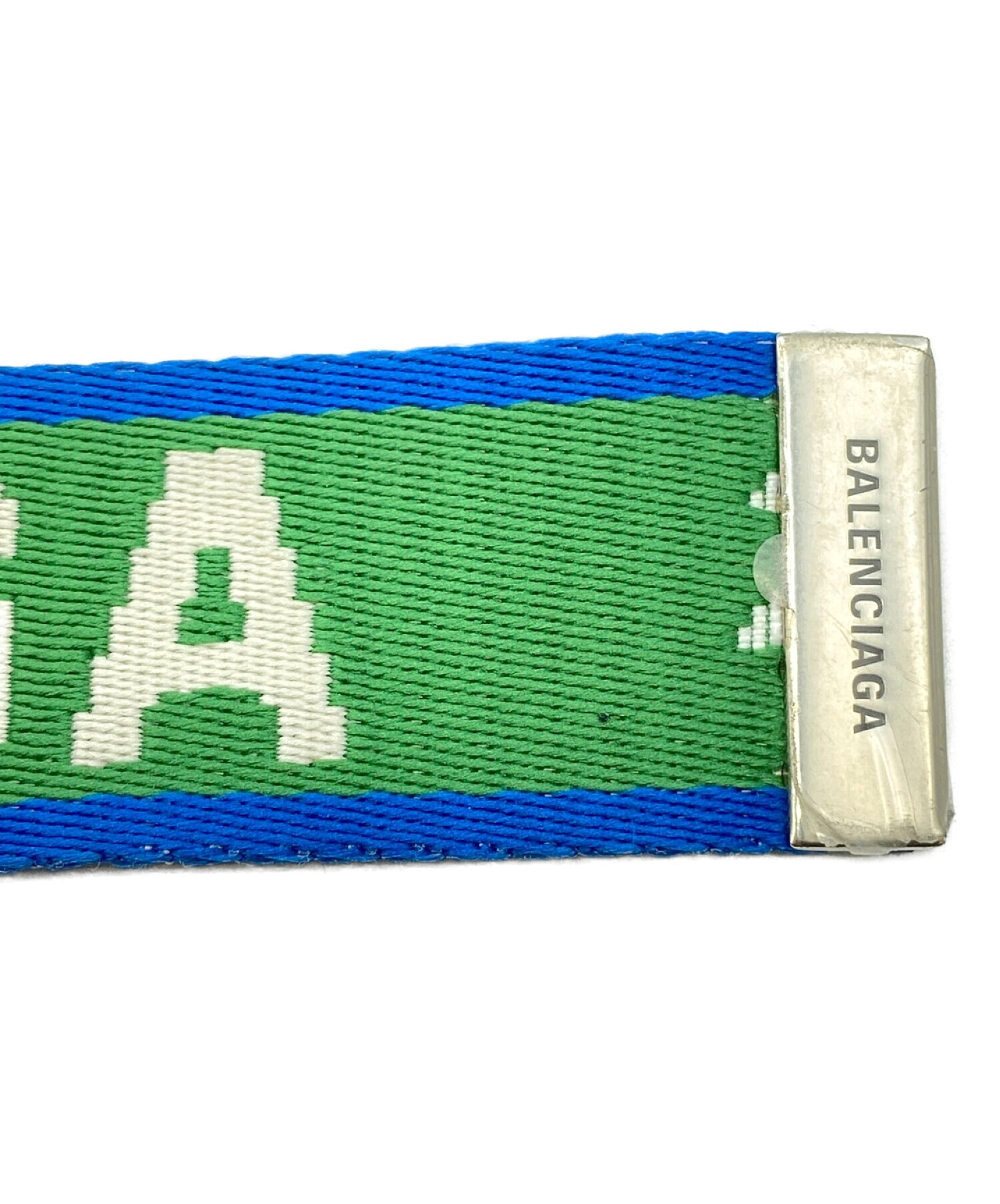 【美品】BALENCIAGA Ｄリング ロゴ ベルト 青/緑 中古・古着通販】BALENCIAGA (バレンシアガ) Dリングベルト グリーン