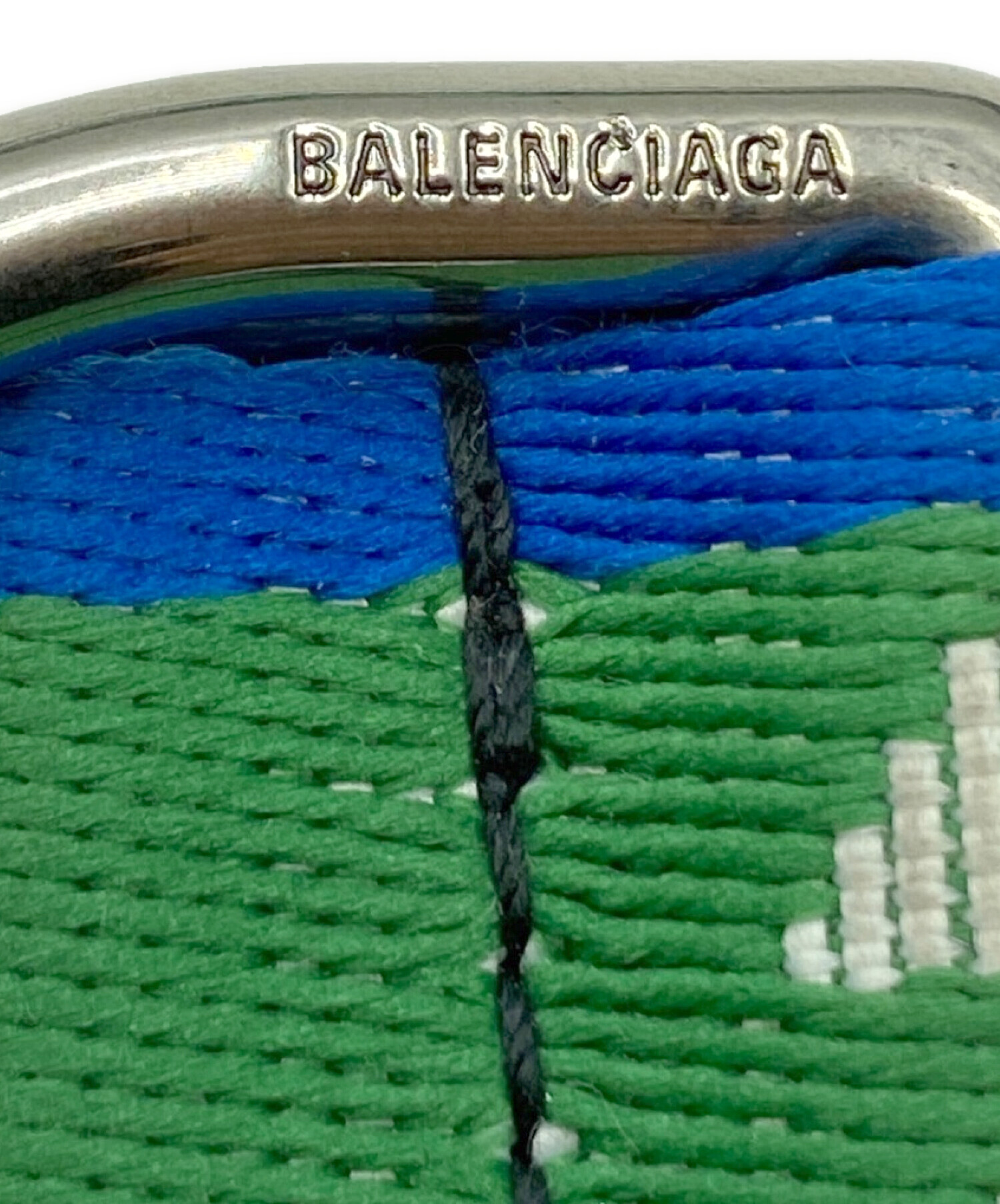 【美品】BALENCIAGA Ｄリング ロゴ ベルト 青/緑 中古・古着通販】BALENCIAGA (バレンシアガ) Dリングベルト グリーン
