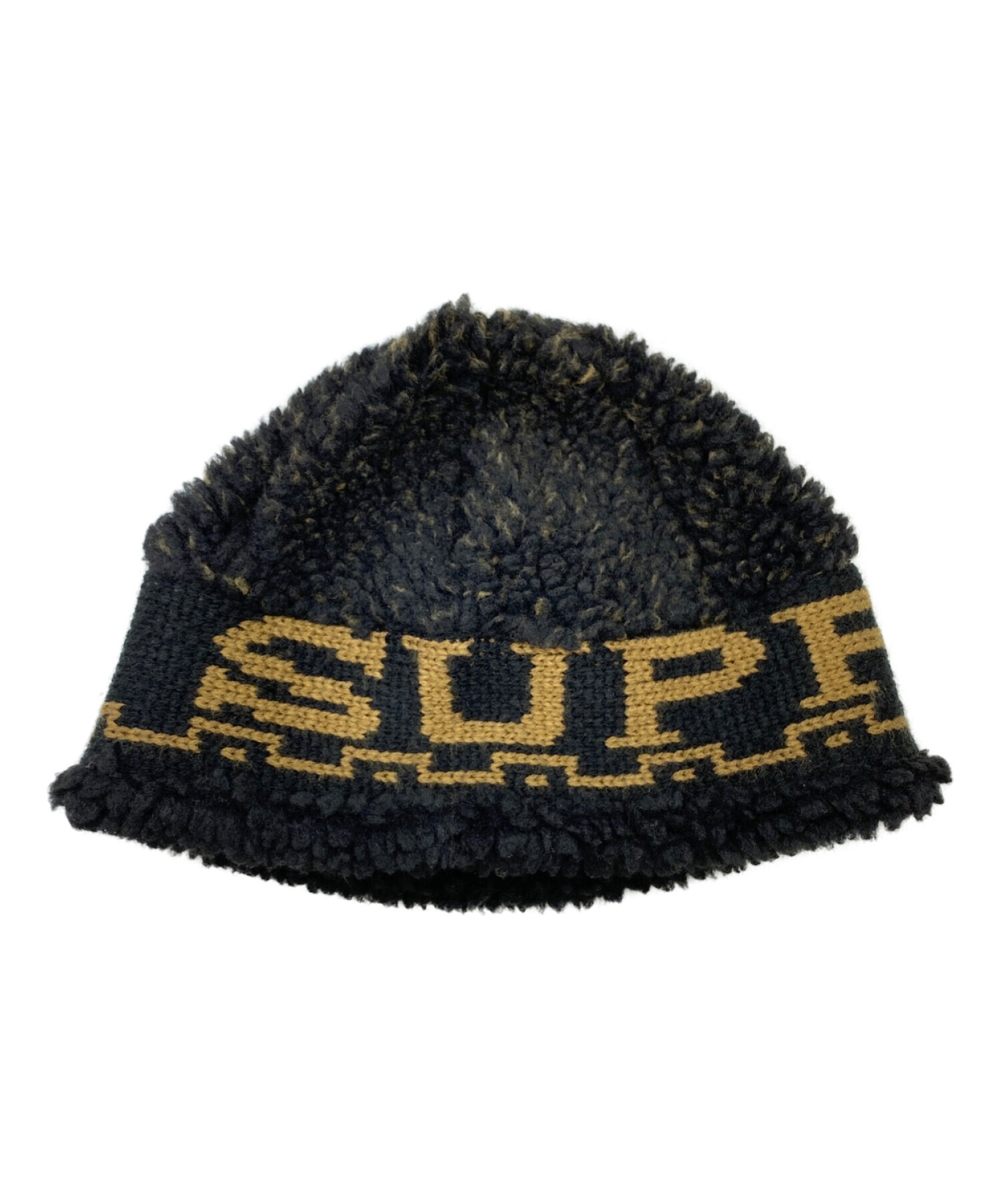帽子 supreme Sherpa logo beanie SUPREME sherpa logo beanie black