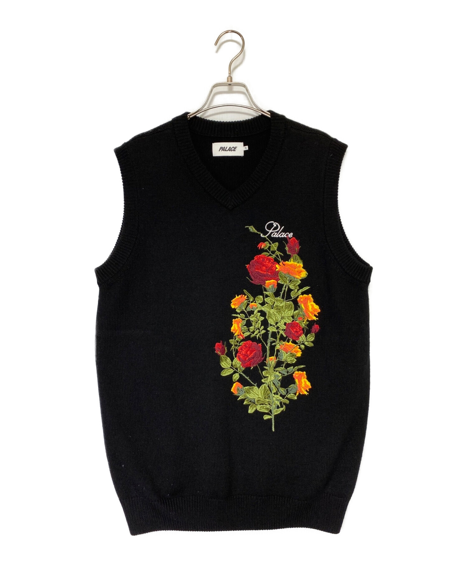 中古・古着通販】PALACE (パレス) ROSE KNIT VEST ブラック サイズ:XL 