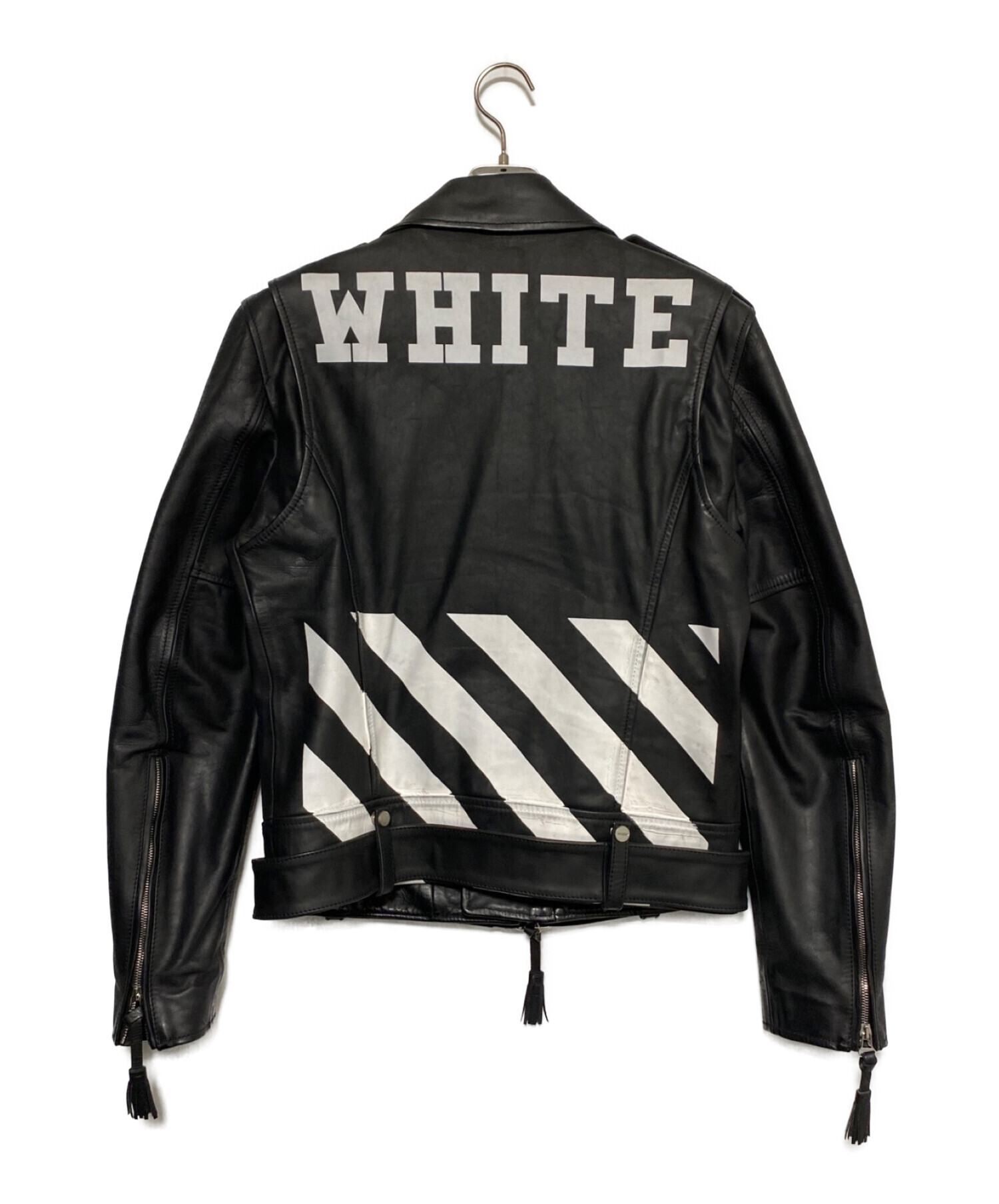 Off-White オフホワイトレザージャケット 中古・古着通販】OFFWHITE (オフホワイト) レザージャケット ブラック
