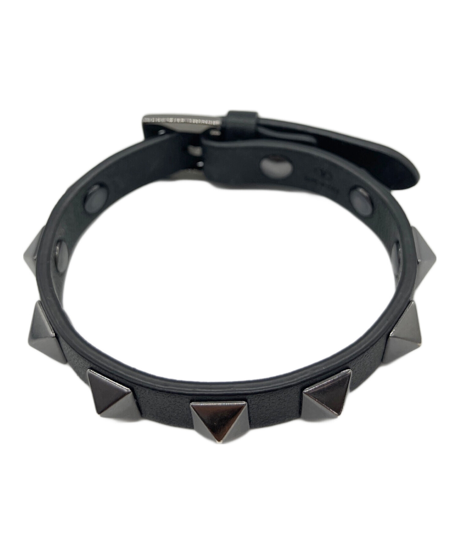 ヴァレンティノ ロックスタッズ ブレスレット ブラック ゴールド レザー メッキ レディース VALENTINO 【中古】 中古・古着通販】VALENTINO (ヴァレンティノ) ロックスタッズ