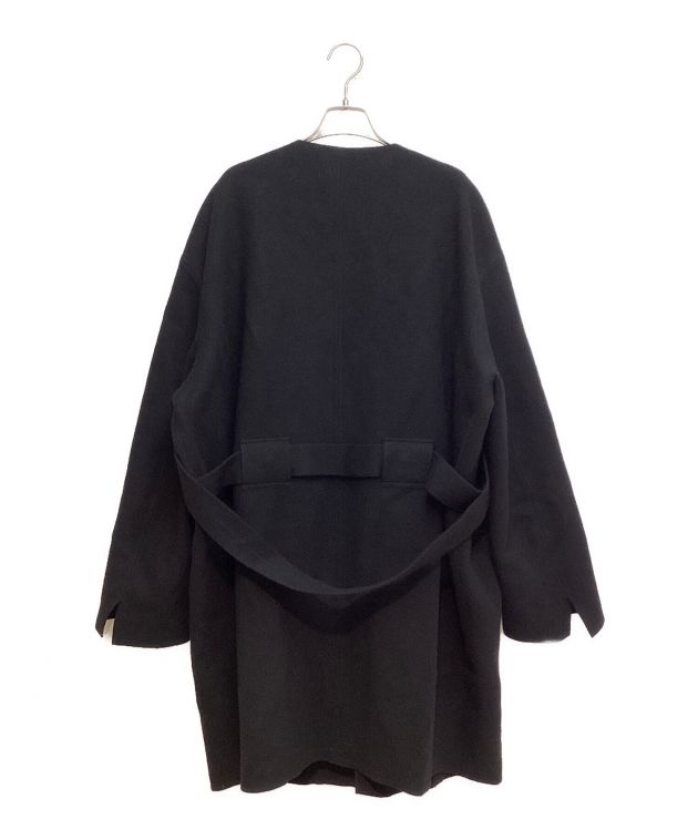 TAKAHIROMIYASHITA The Soloist / タカヒロミヤシタザソロイスト | collarless balloon silhouette strapped coat ウール ストラップ ノーカラーコート | 44 | ブラック | メンズ 中古・古着通販】TAKAHIROMIYASHITA TheSoloIst. collarless balloon