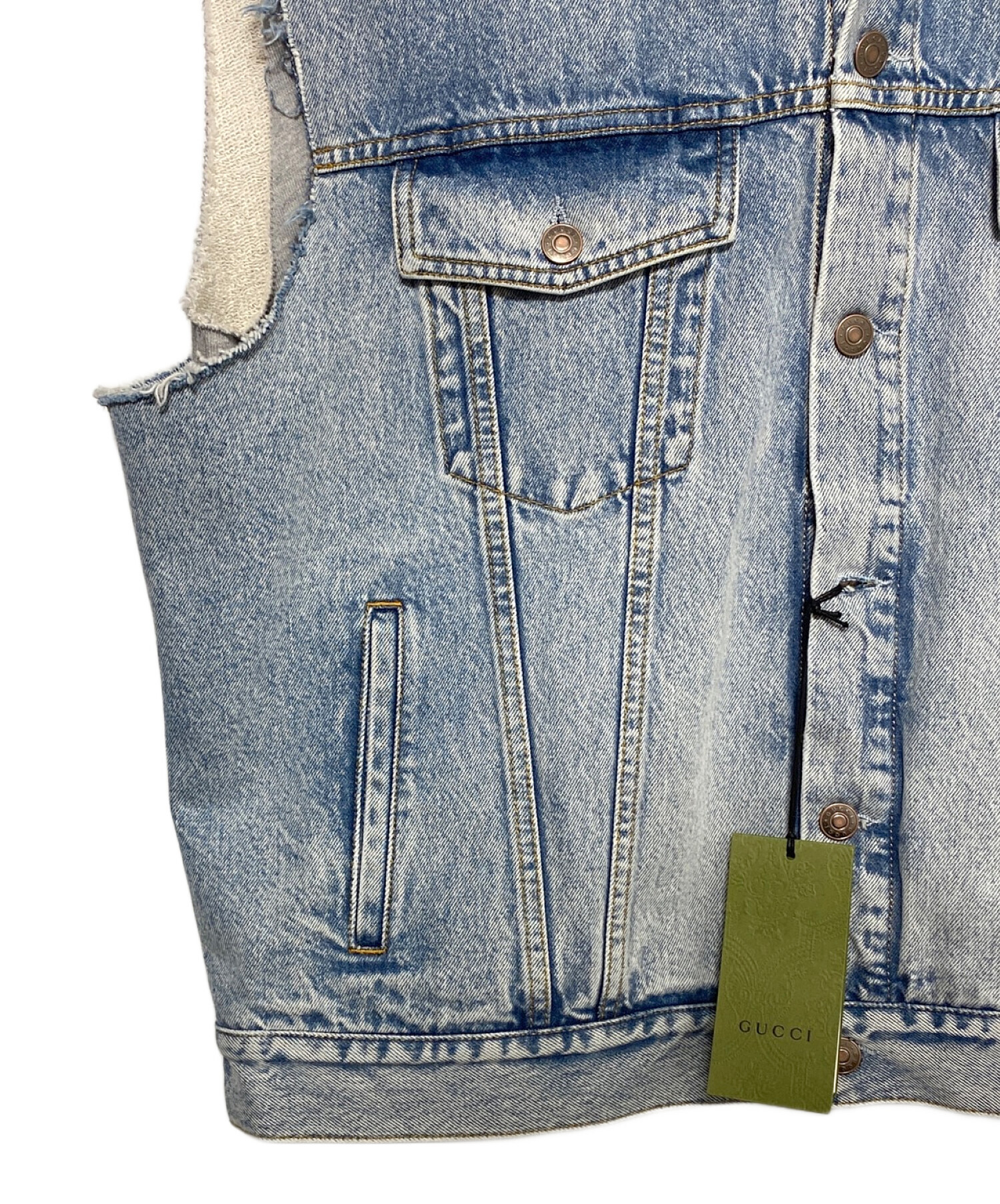 GUCCI / パーカー/ベスト/babylon/Gジャン/44/デニム/IDG// 中古・古着通販】GUCCI (グッチ) Hollywood Babylon Denim Hoodie Vest
