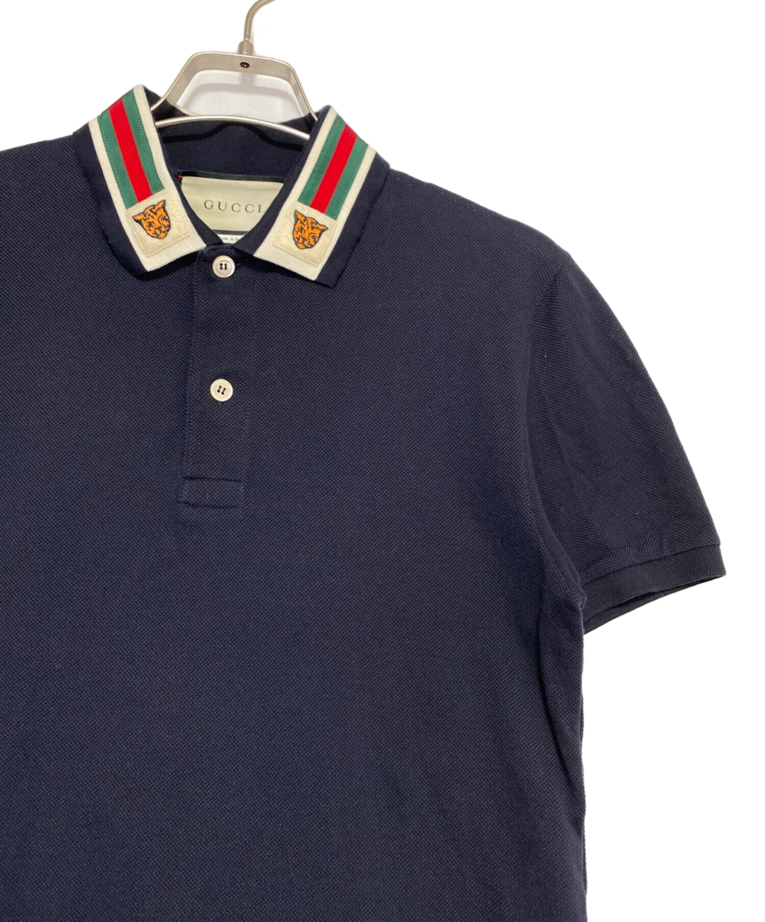 未使用【GUCCI】正規品ポロシャツメンズXS(レディースS〜M) 中古・古着通販】GUCCI (グッチ) ポロシャツ ネイビー サイズ:XS