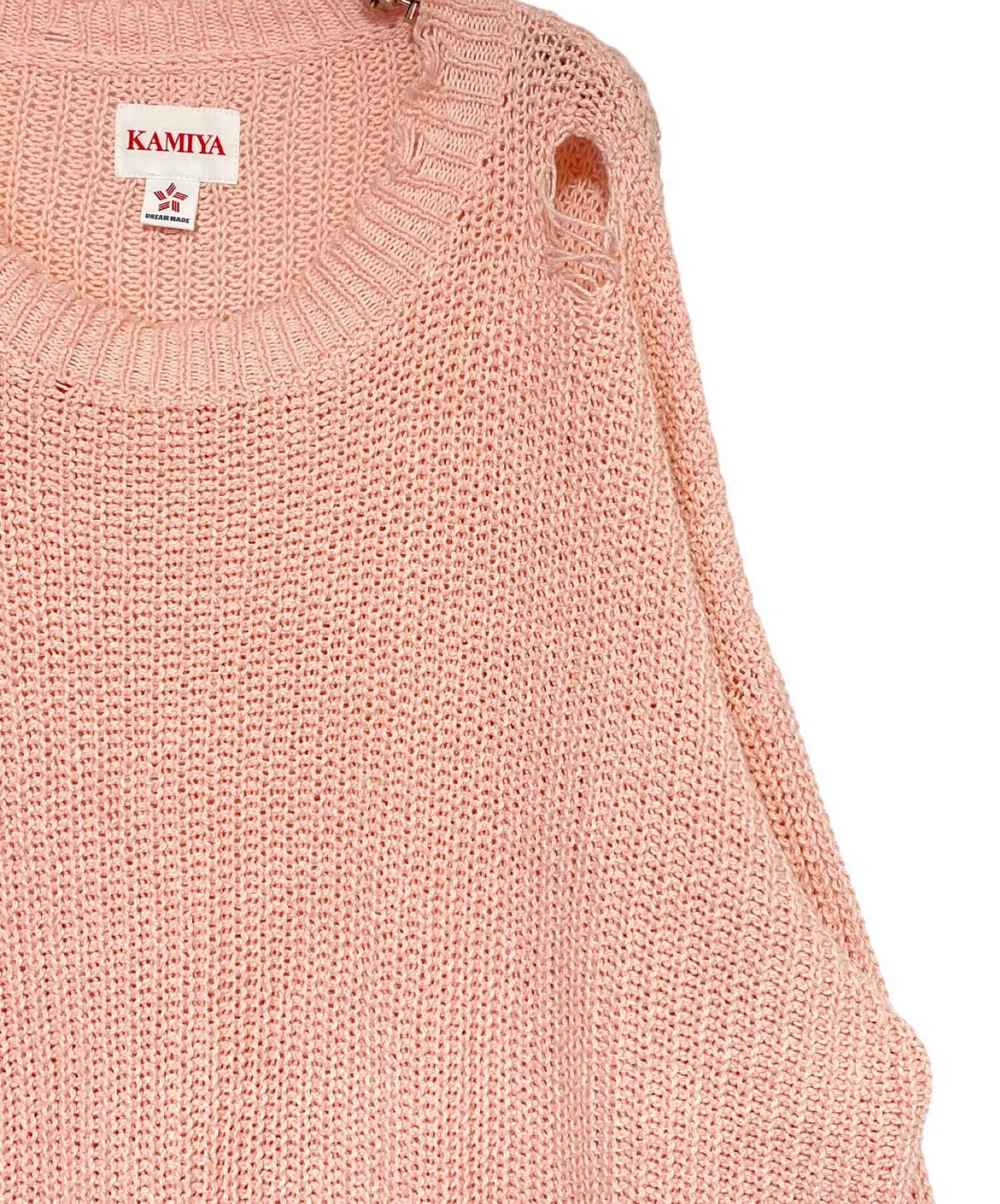 中古・古着通販】KAMIYA (カミヤ) BORO Knit Sweater ピンク サイズ:M 