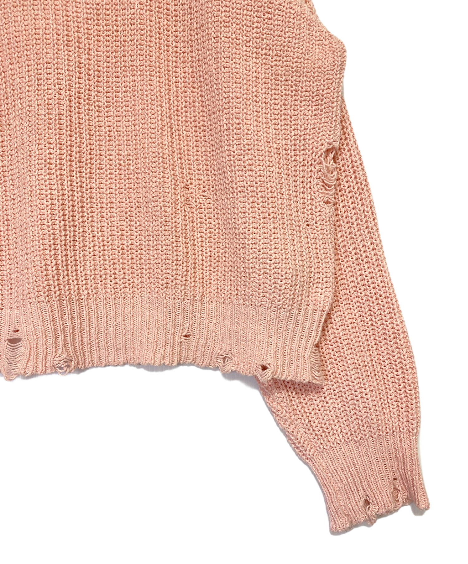 中古・古着通販】KAMIYA (カミヤ) BORO Knit Sweater ピンク サイズ:M 
