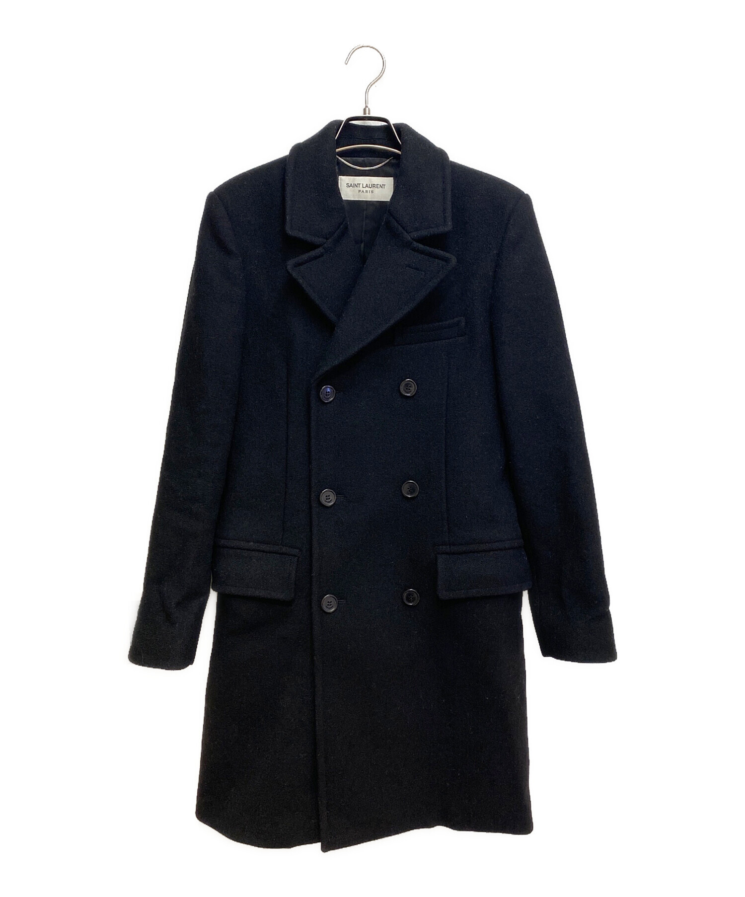 13ss saint laurent paris チェスターコート 黒 46 中古・古着通販】Saint Laurent Paris (サンローランパリ) Wool