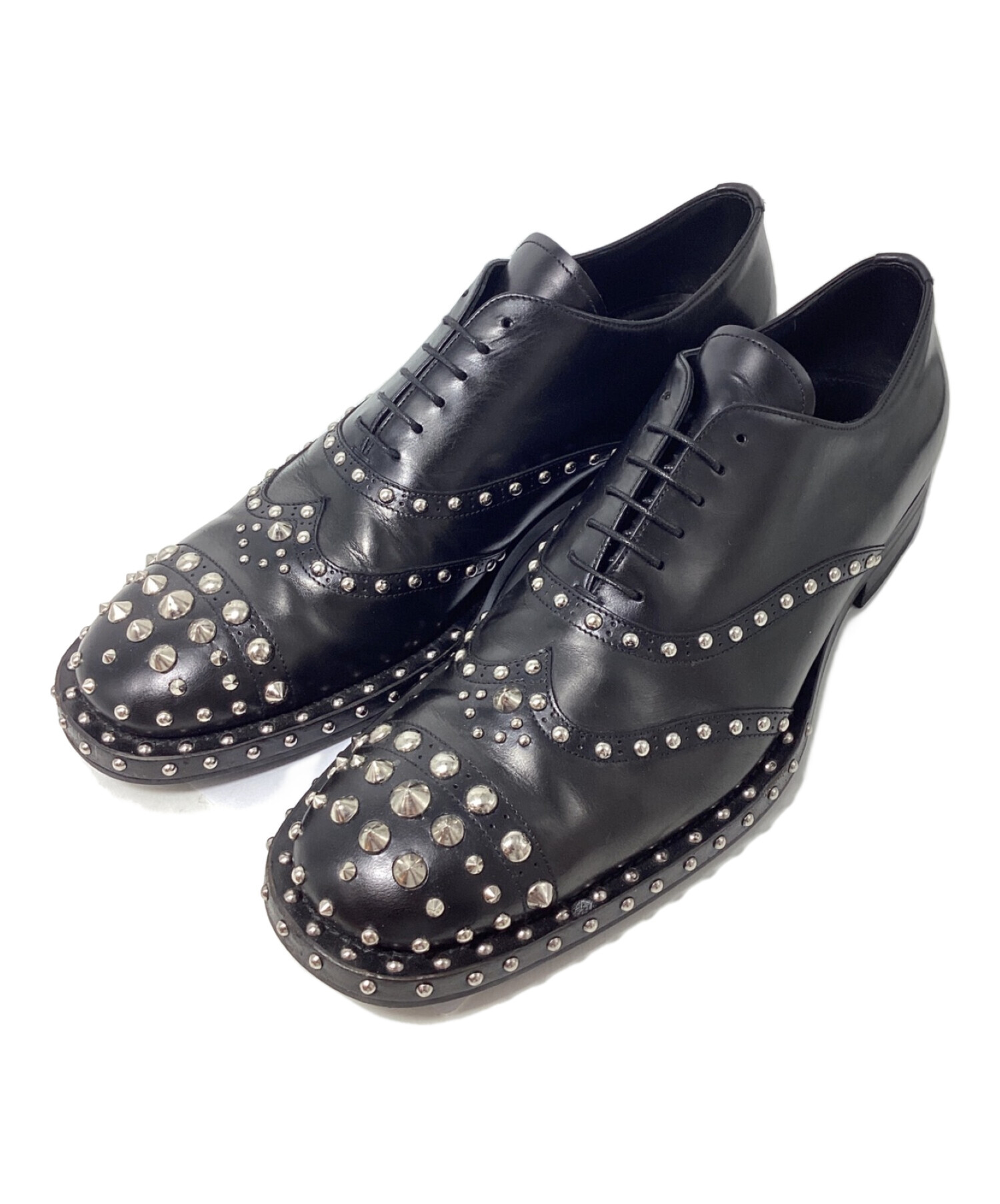 中古・古着通販】PRADA (プラダ) スタッズシューズ ブラック サイズ:10