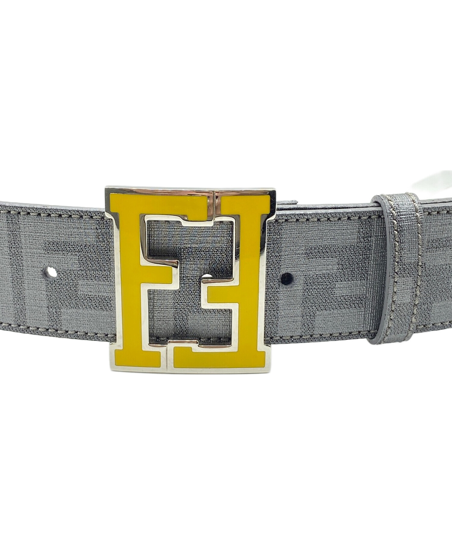 Fendi college belt Grey  yellow buckle FF Belt Leather Beige | Fendi main image 3