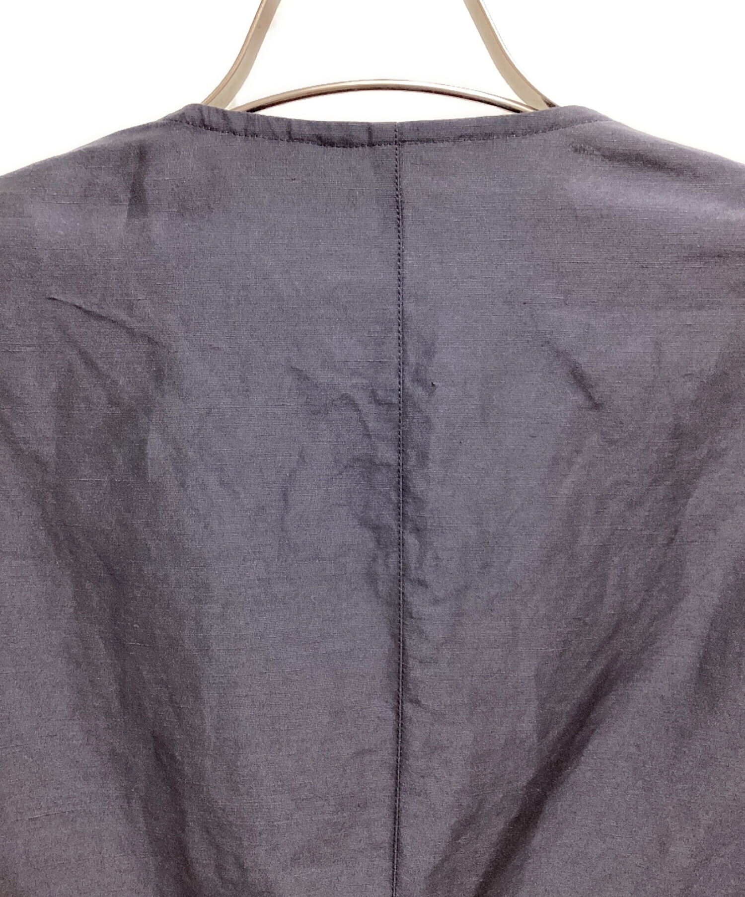 HERMES エルメス リネン ノーカラー ジャケット 中古・古着通販】HERMES (エルメス) ノーカラーリネンジャケット
