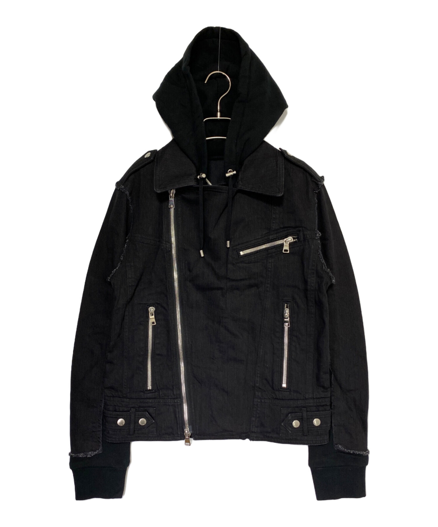 中古・古着通販】BALMAIN (バルマン) デニムライダースジャケット 