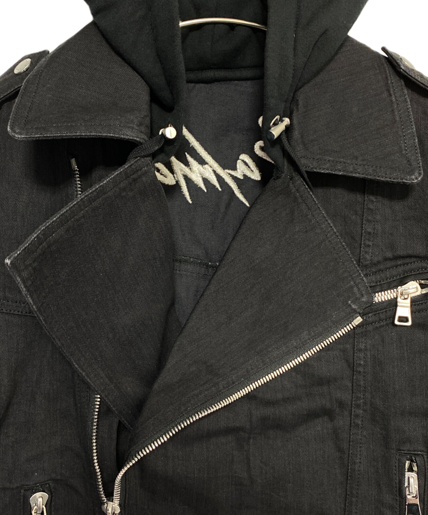 中古・古着通販】BALMAIN (バルマン) デニムライダースジャケット 