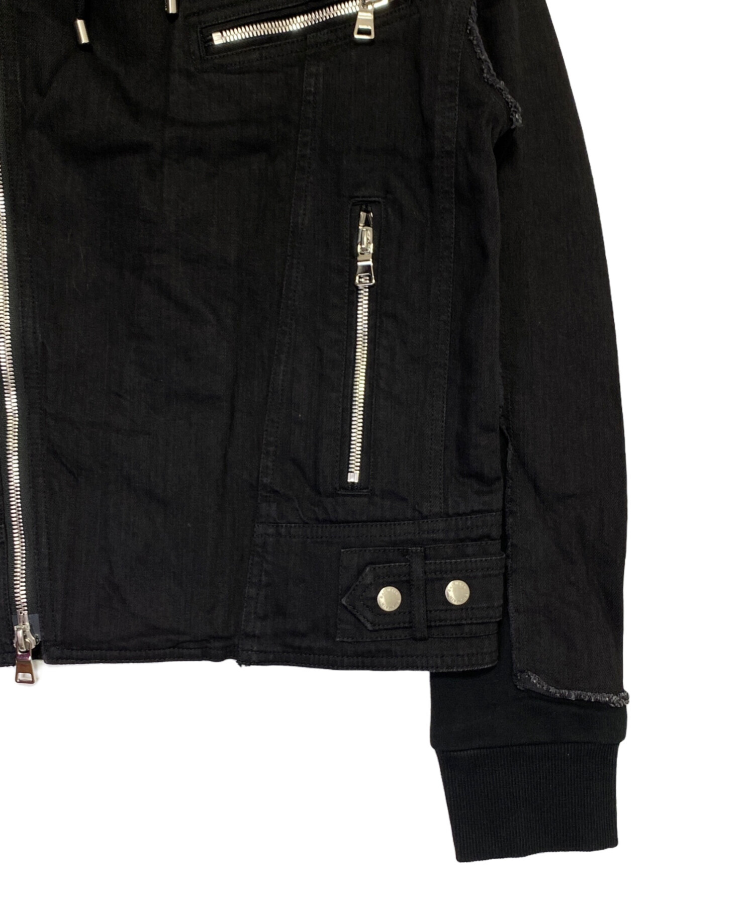 中古・古着通販】BALMAIN (バルマン) デニムライダースジャケット 