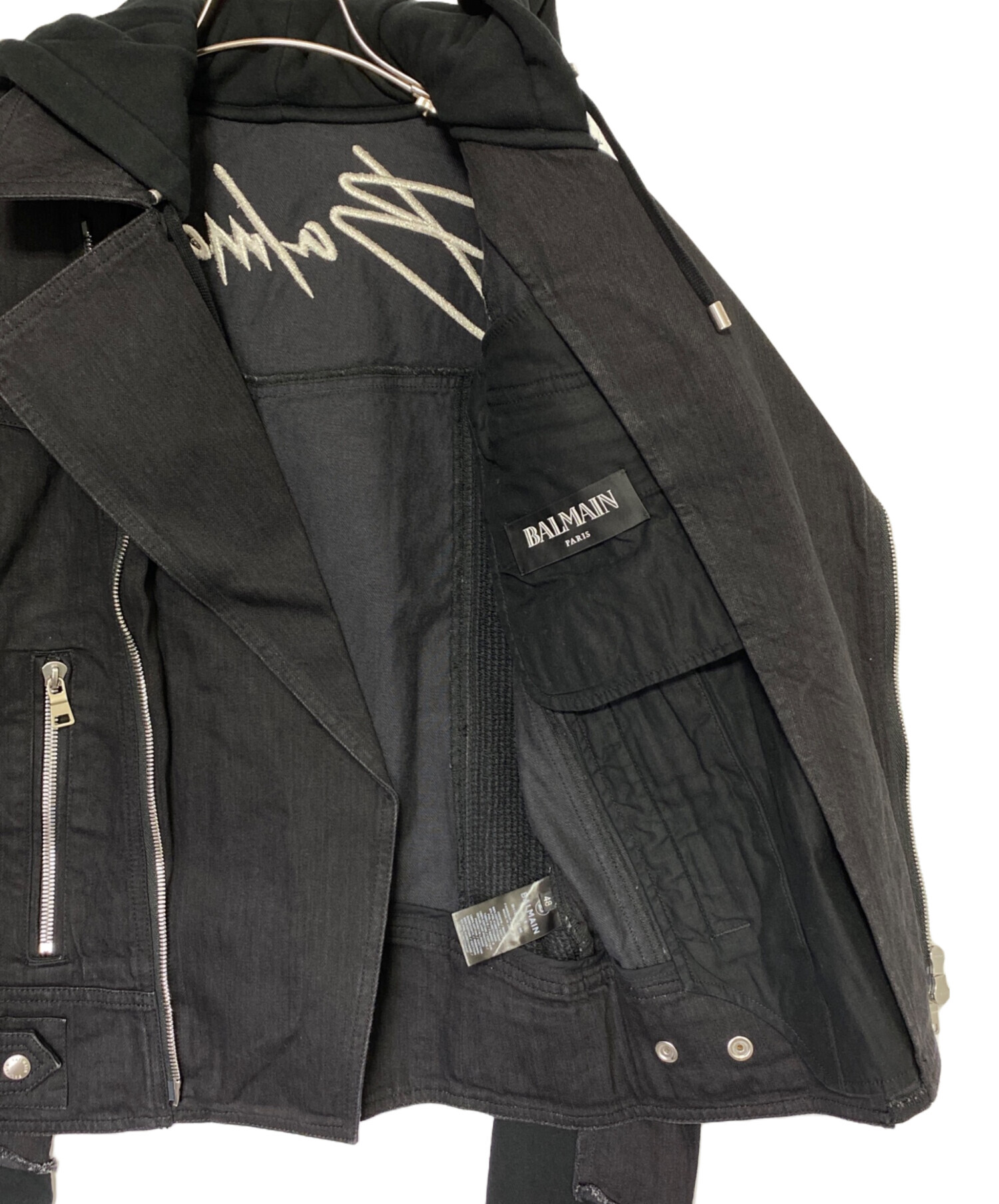 中古・古着通販】BALMAIN (バルマン) デニムライダースジャケット 