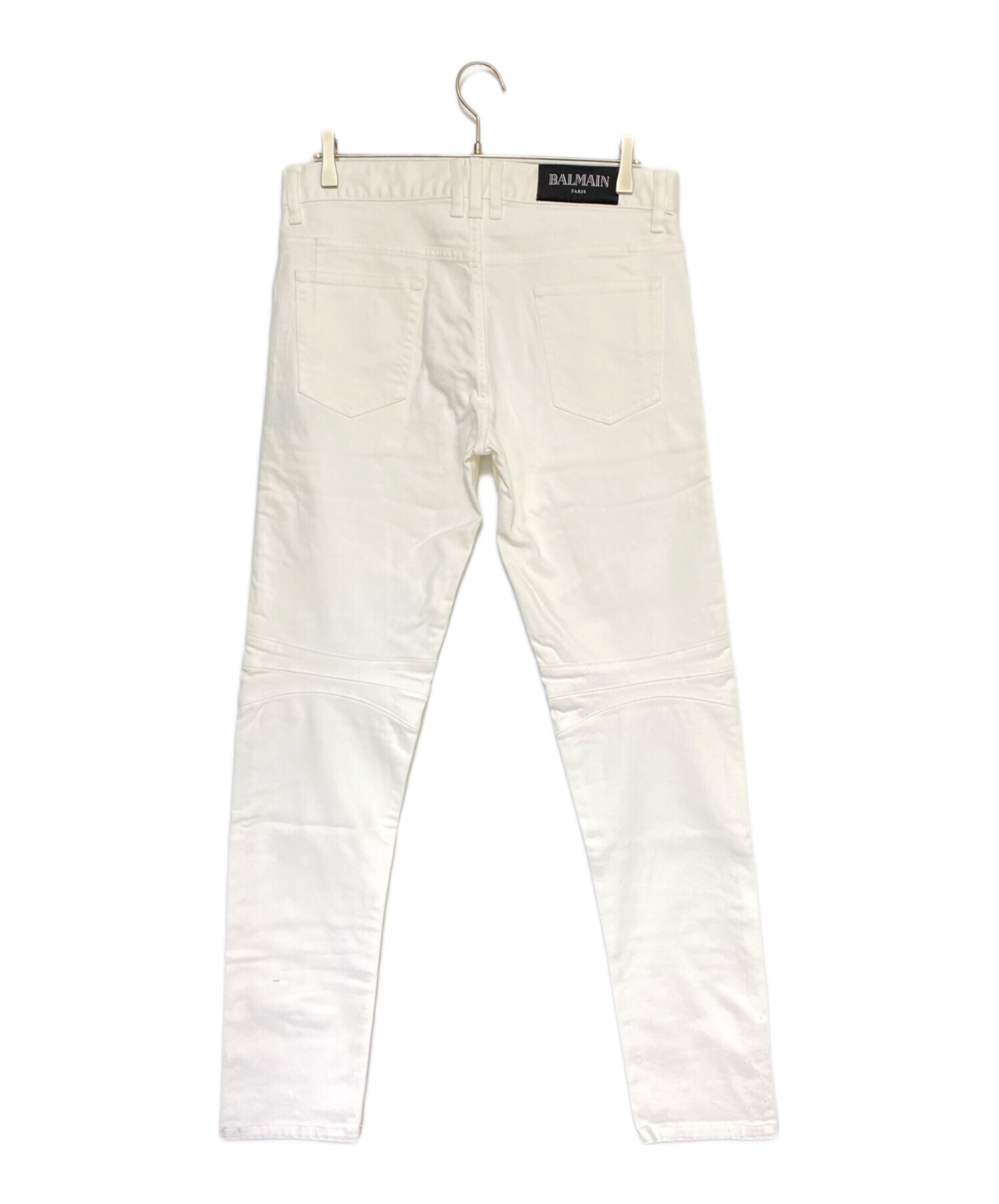 初期 BALMAIN バルマン ホワイトデニム スリムフィットパンツ 中古・古着通販】BALMAIN (バルマン) バイカーデニム ホワイト サイズ