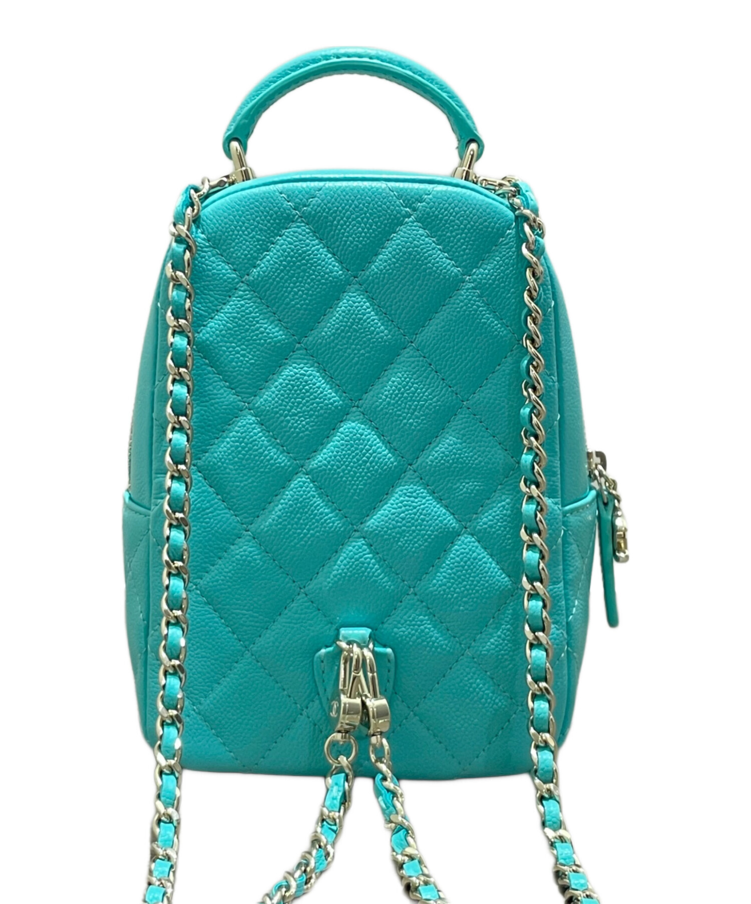 未使用】CHANEL キルティングレザーバックパックブルー