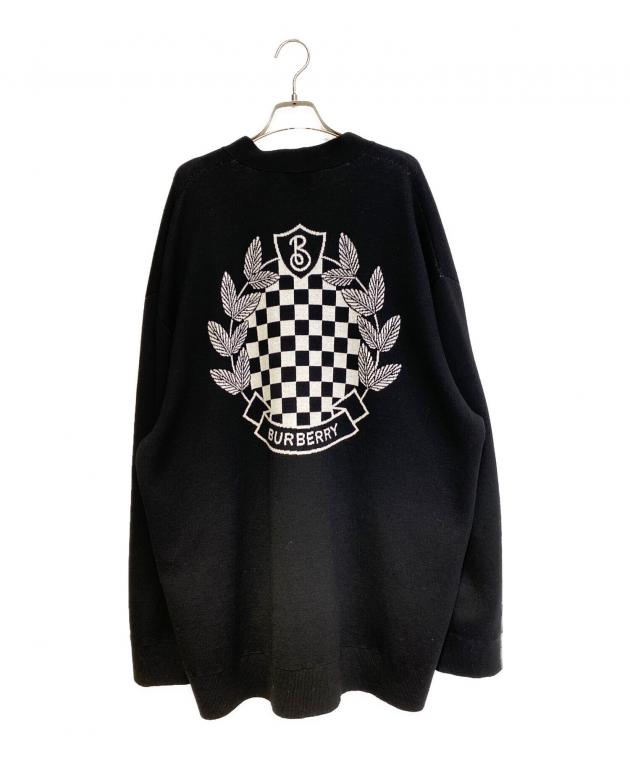 BURBERRY カーディガン 12Y ホワイト/ブラック 中古・古着通販】BURBERRY (バーバリー) チェッカークレストロゴ