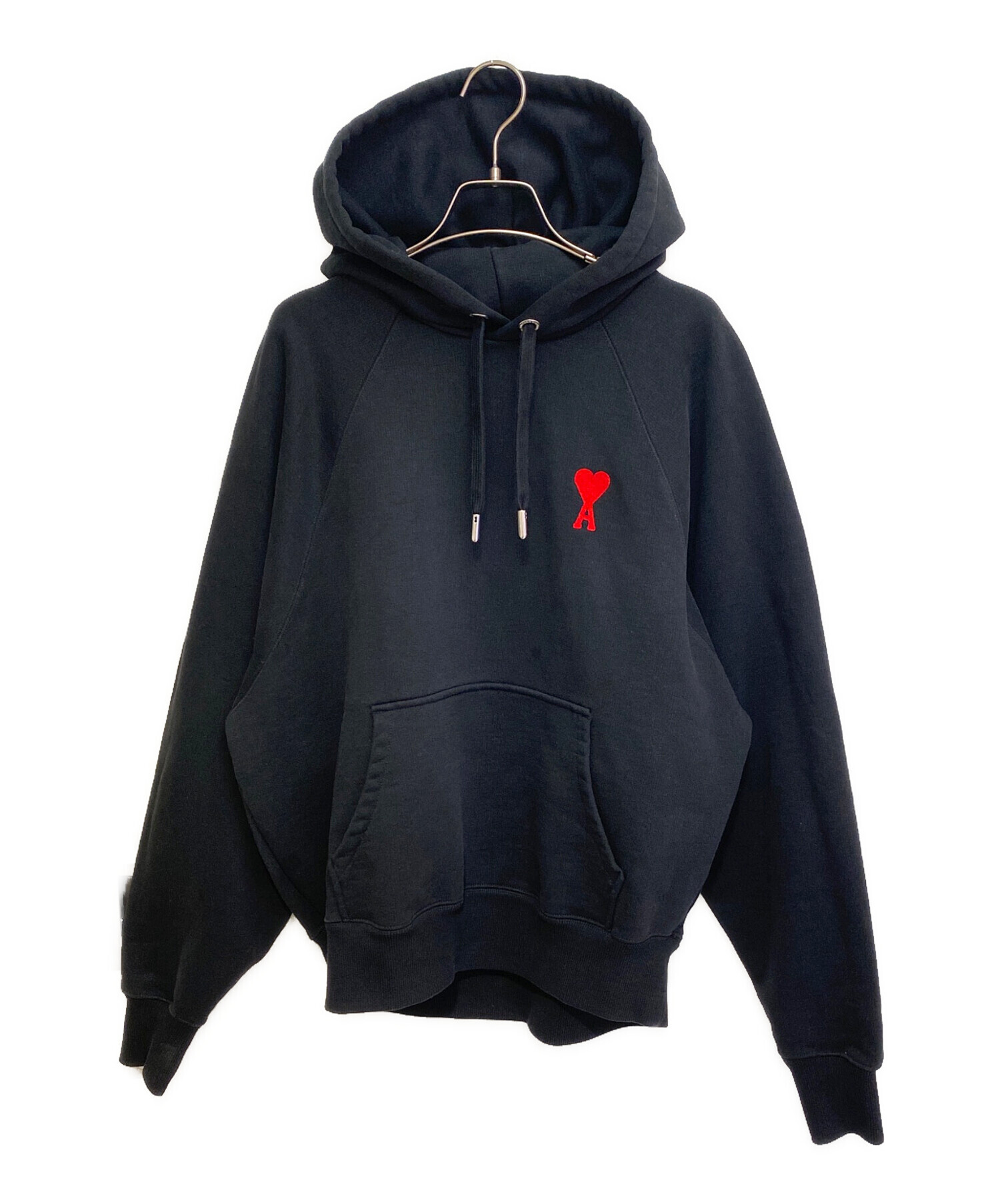 ami アミ パーカー L 黒 【古着】【中古】 中古・古着通販】AMIPARIS (アミパリス) ロゴパーカー ブラック サイズ