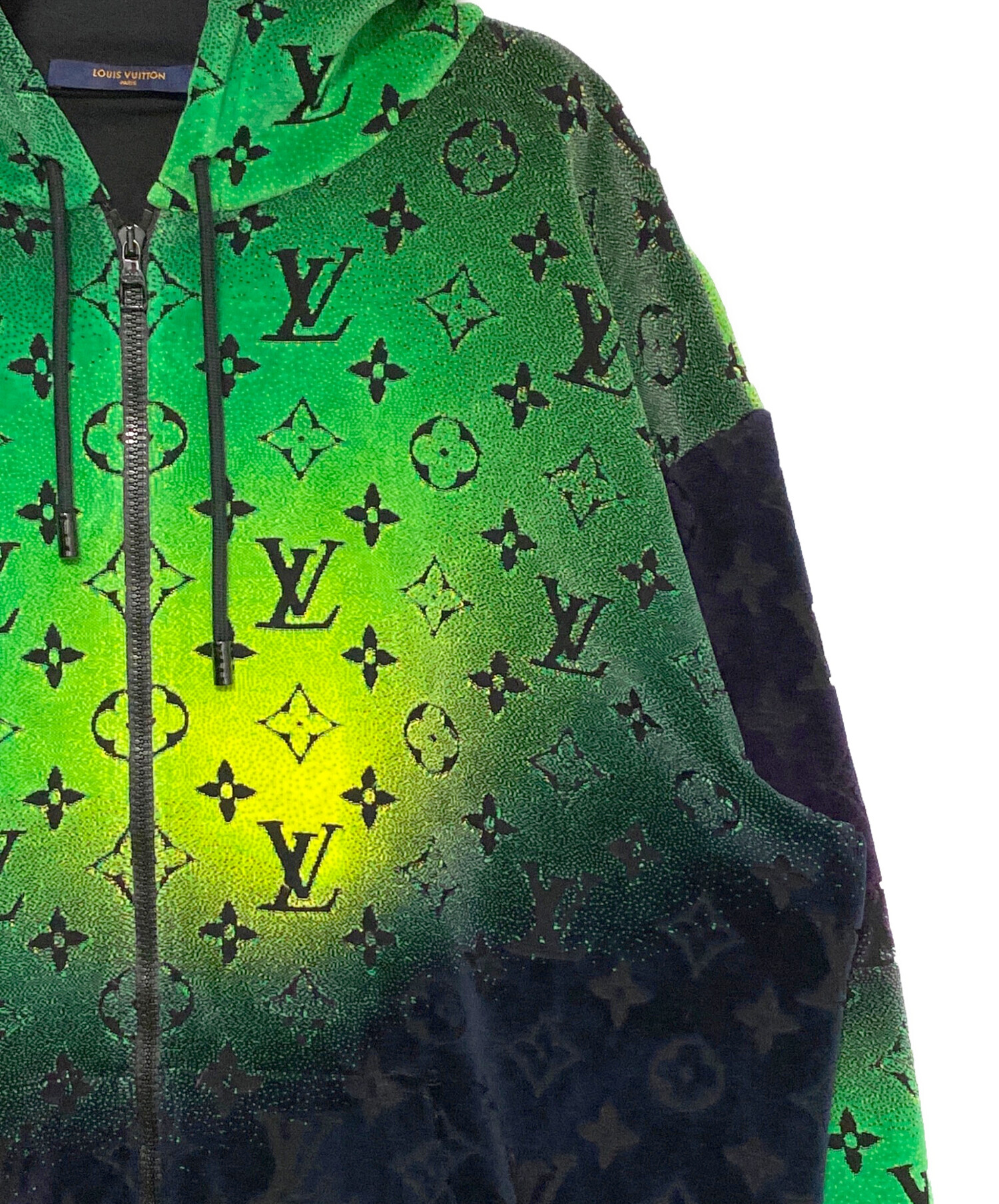 ルイヴィトン　ベルベット　ジップアップパーカー　グリーン　モノグラム　フーディー 中古・古着通販】LOUIS VUITTON (ルイ ヴィトン) モノグラムベルベット