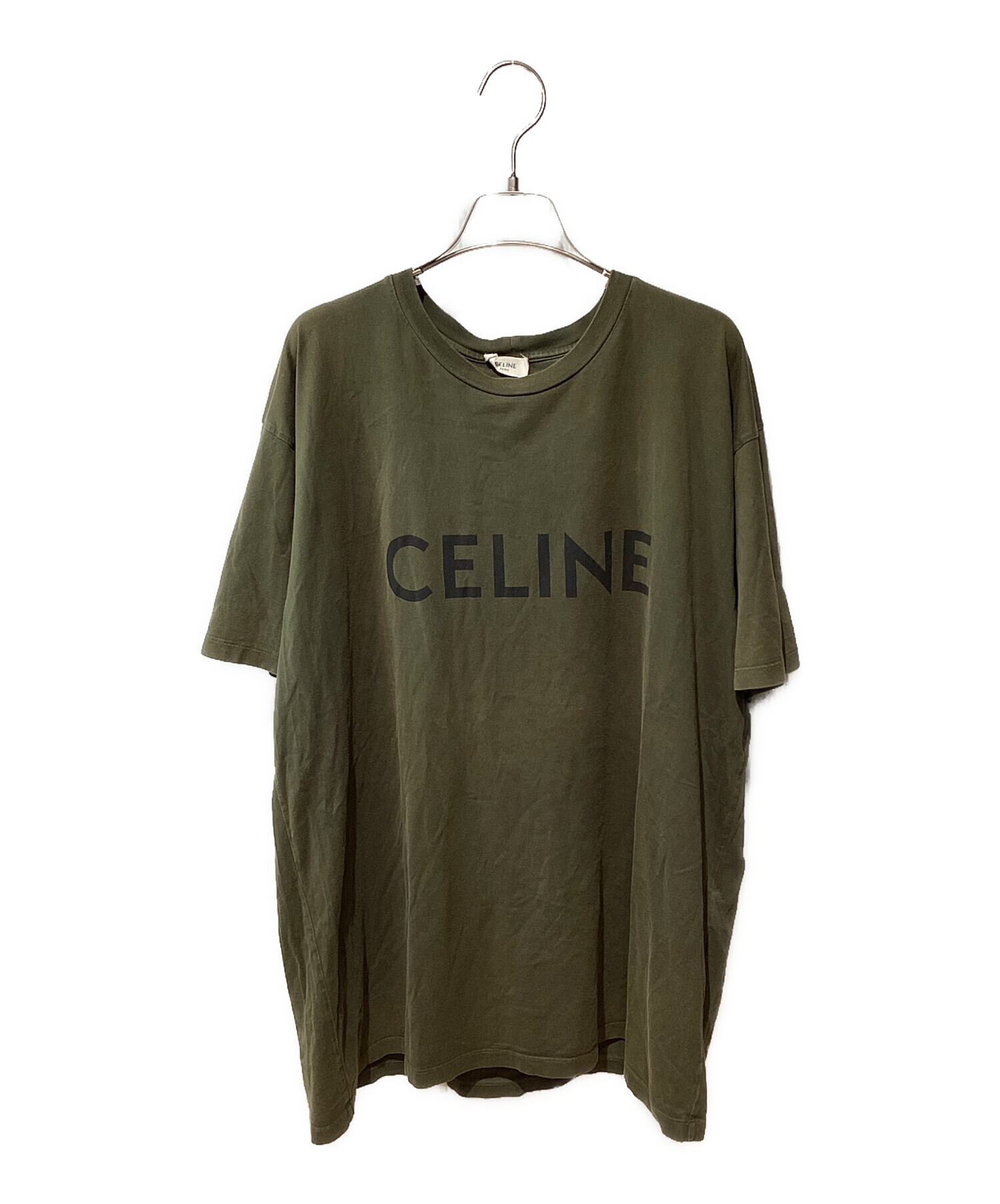 中古・古着通販】CELINE (セリーヌ) ルーズロゴTシャツ オリーブ 