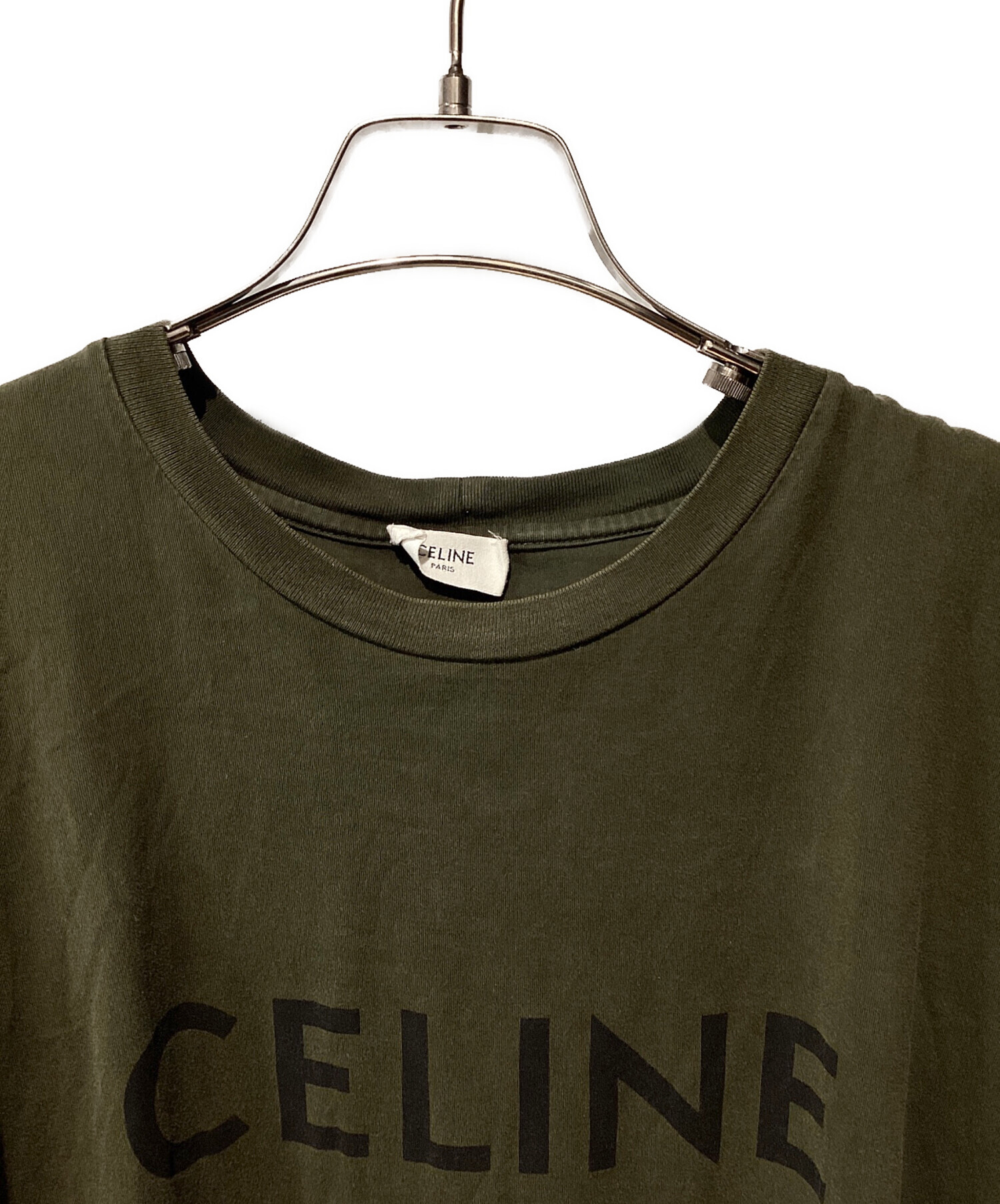 中古・古着通販】CELINE (セリーヌ) ルーズロゴTシャツ オリーブ 