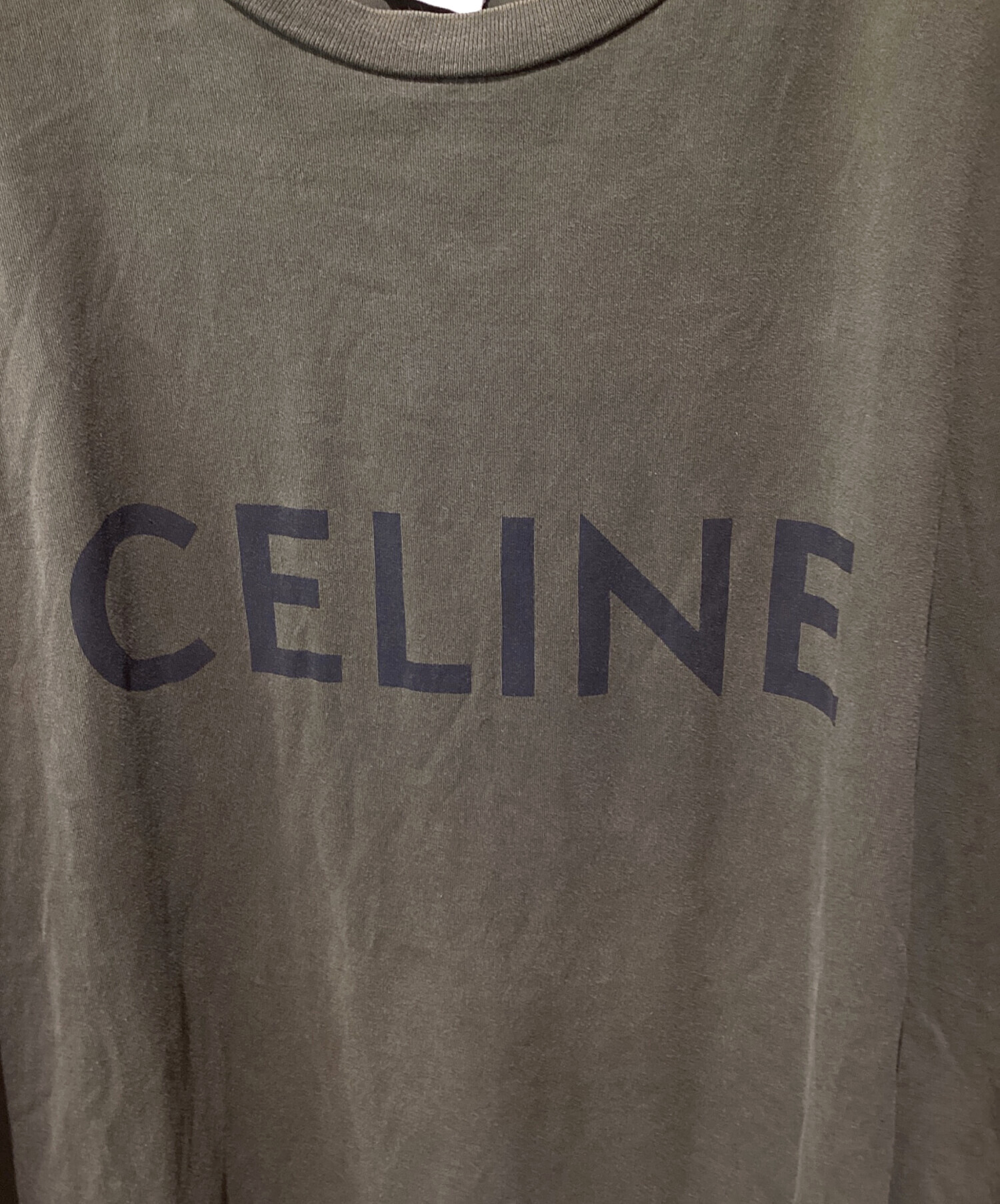 中古・古着通販】CELINE (セリーヌ) ルーズロゴTシャツ オリーブ 