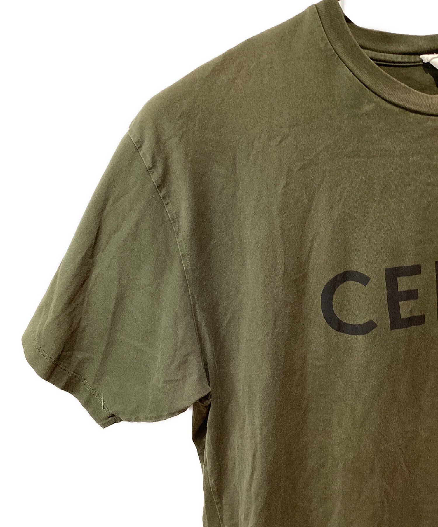 中古・古着通販】CELINE (セリーヌ) ルーズロゴTシャツ オリーブ 