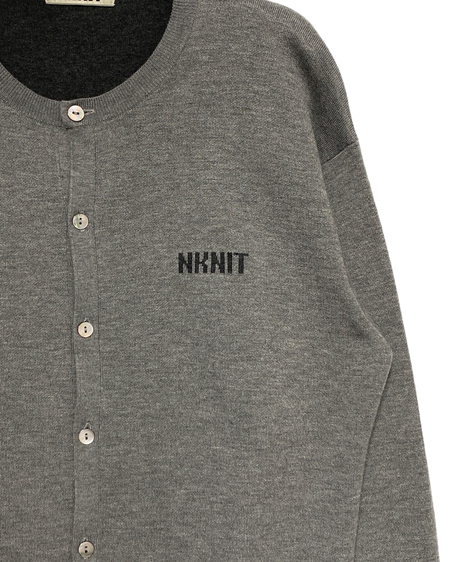 中古・古着通販】NKNIT (ンニット) logo cardigan グレー サイズ