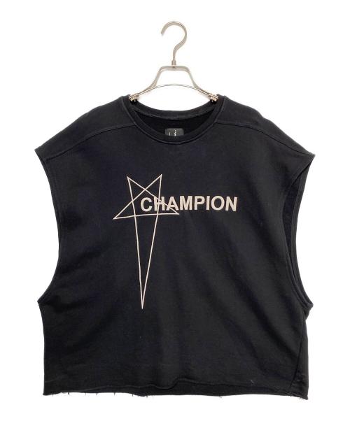 Rick Owens × Champion ノースリーブシャツ　ブラック　S 中古・古着通販】RICK OWENS (リックオウエンス) Champion