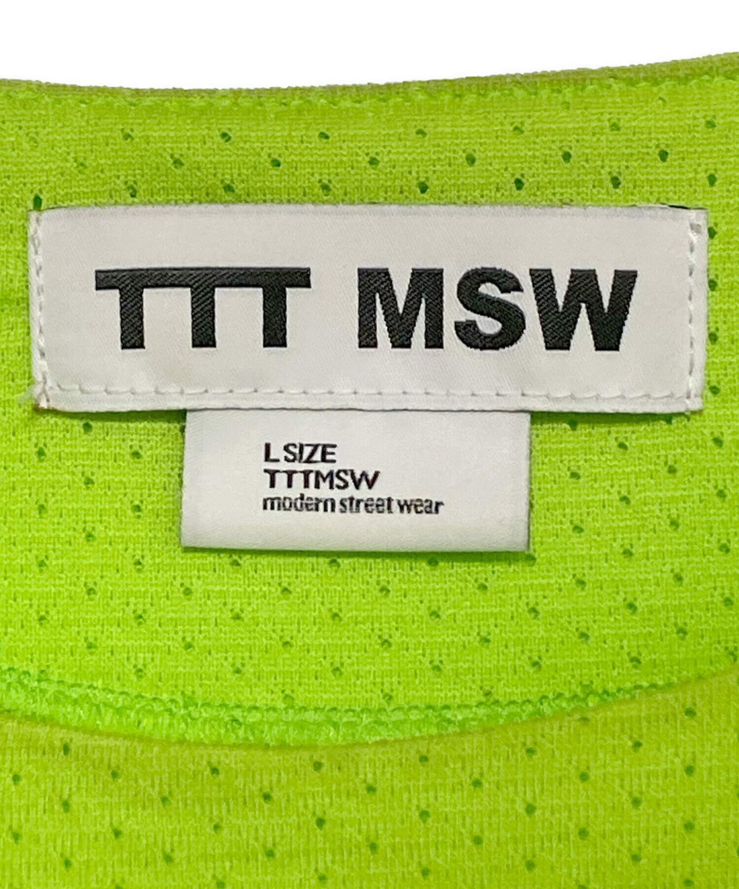 中古・古着通販】TTT MSW (ティー) Mesh Long Tee 黄緑 サイズ:L