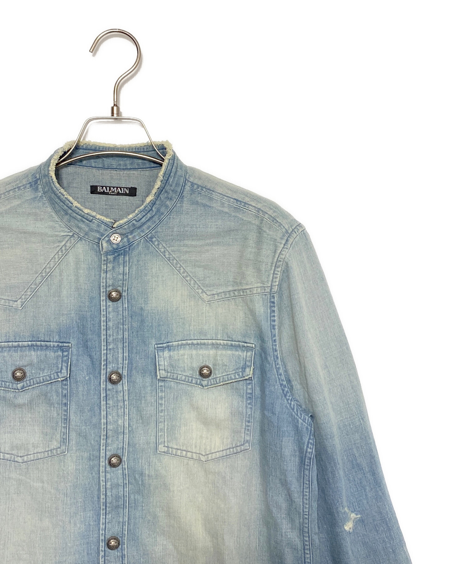 中古・古着通販】BALMAIN (バルマン) デニム ロングシャツ スカイ 