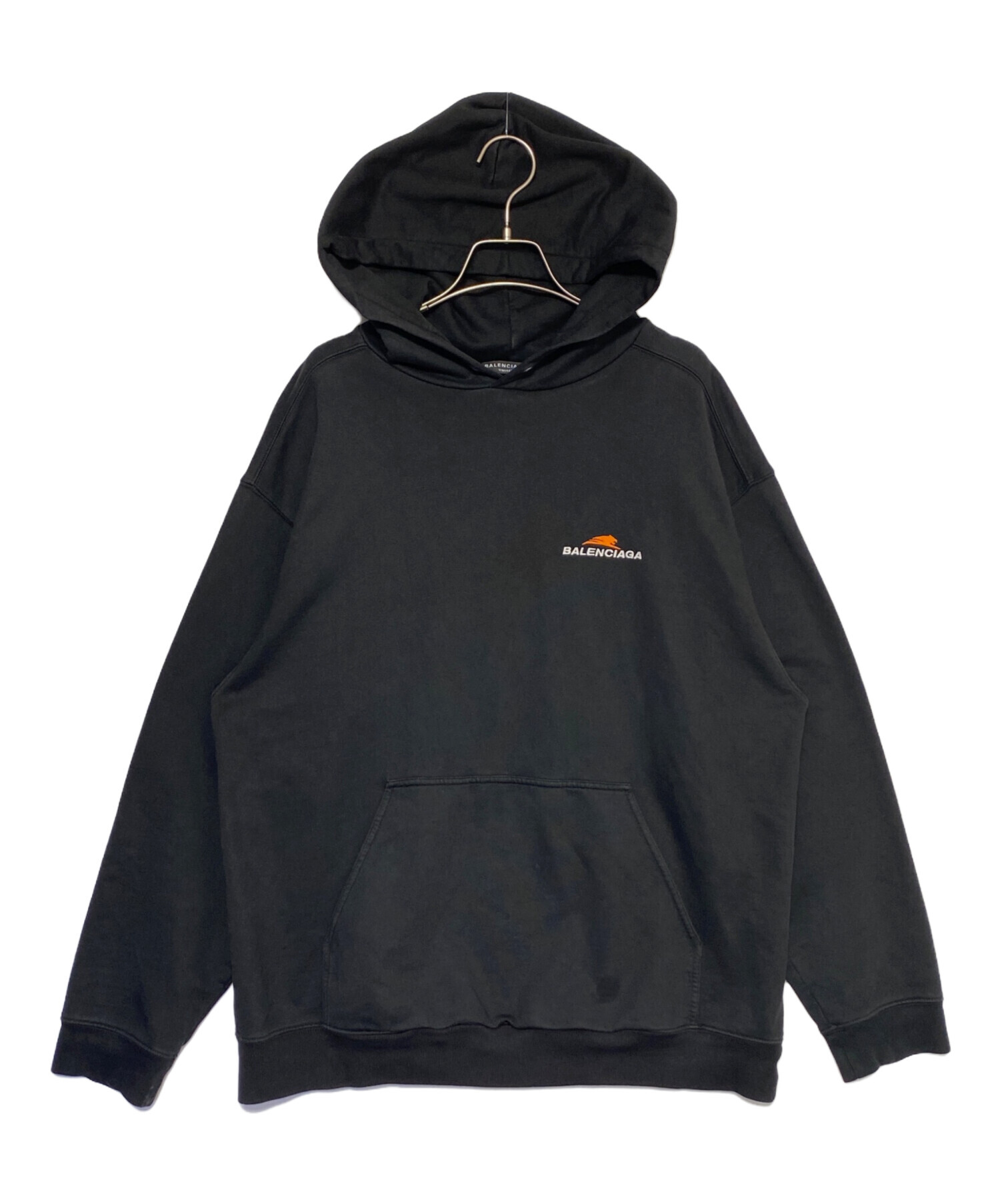 国内正規品BALENCIAGA オーバーサイズ　プルオーバーパーカー　サイズS黒 中古・古着通販】BALENCIAGA (バレンシアガ) プルオーバーパーカー