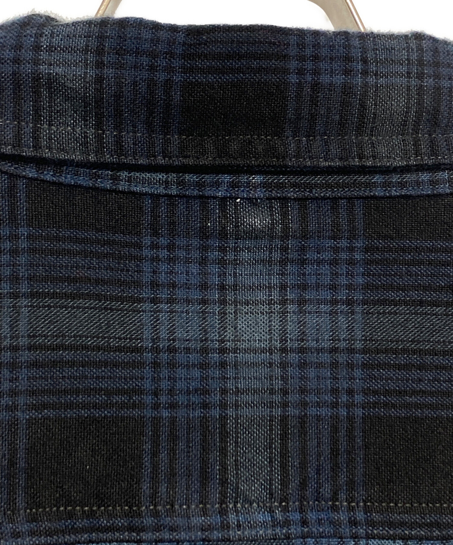 RRL ダブルアールエル | フラワー チェック ストール | ネイビー 紺 | ラルフローレン ブランド ファッション アイテム 小物 雑貨【メンズ】【中古】 RRL ダブルアールエル 青と白のチェック柄ストール 【公式通販】