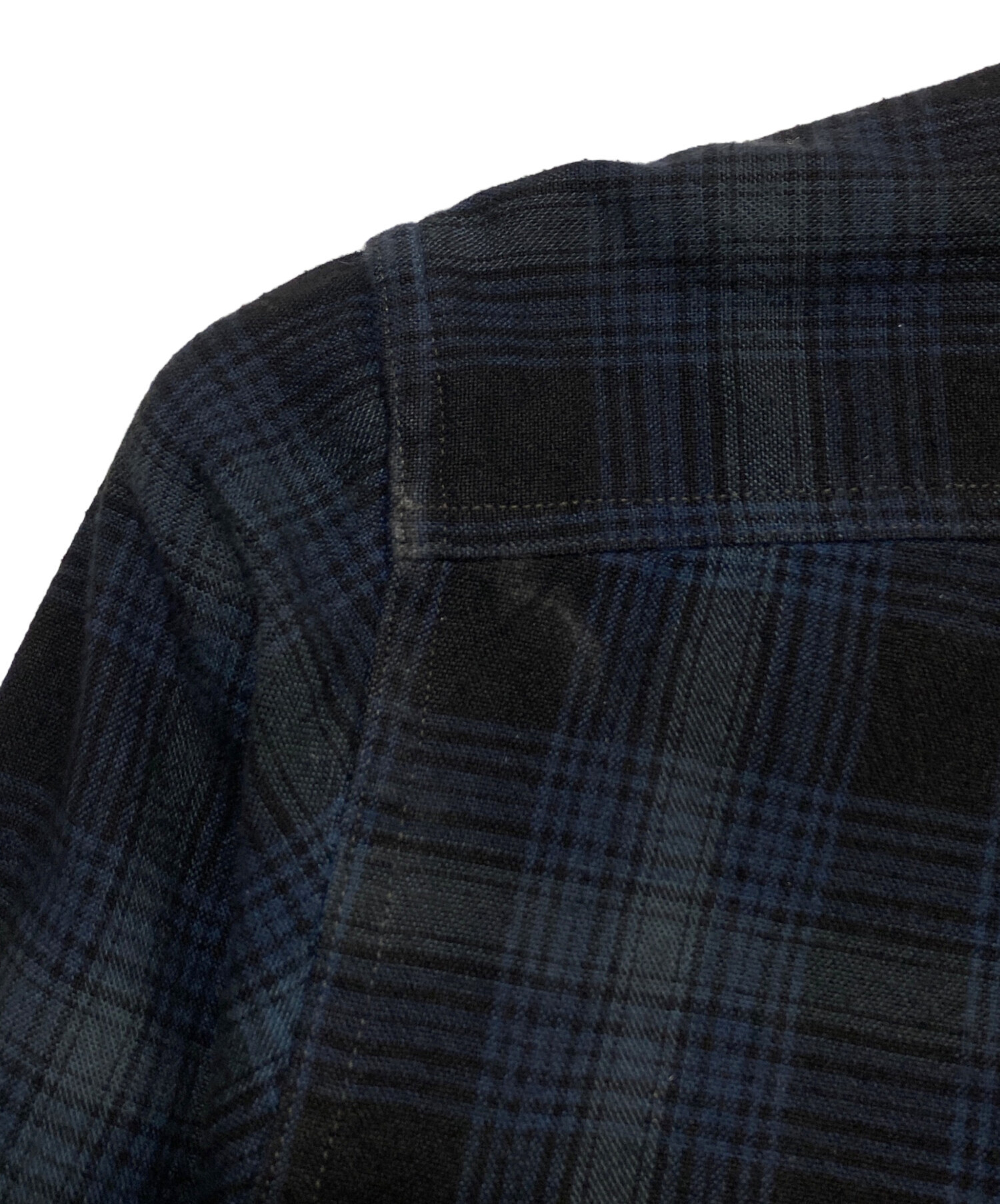 RRL ダブルアールエル | フラワー チェック ストール | ネイビー 紺 | ラルフローレン ブランド ファッション アイテム 小物 雑貨【メンズ】【中古】 RRL ダブルアールエル 青と白のチェック柄ストール 【公式通販】