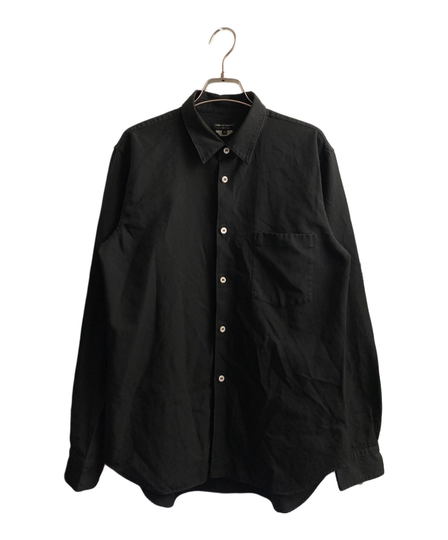 コムデギャルソンオムプリュス ポリエステル縮絨 シャツ 黒 XL 中古・古着通販】COMME des GARCONS HOMME PLUS (コムデギャルソンオム