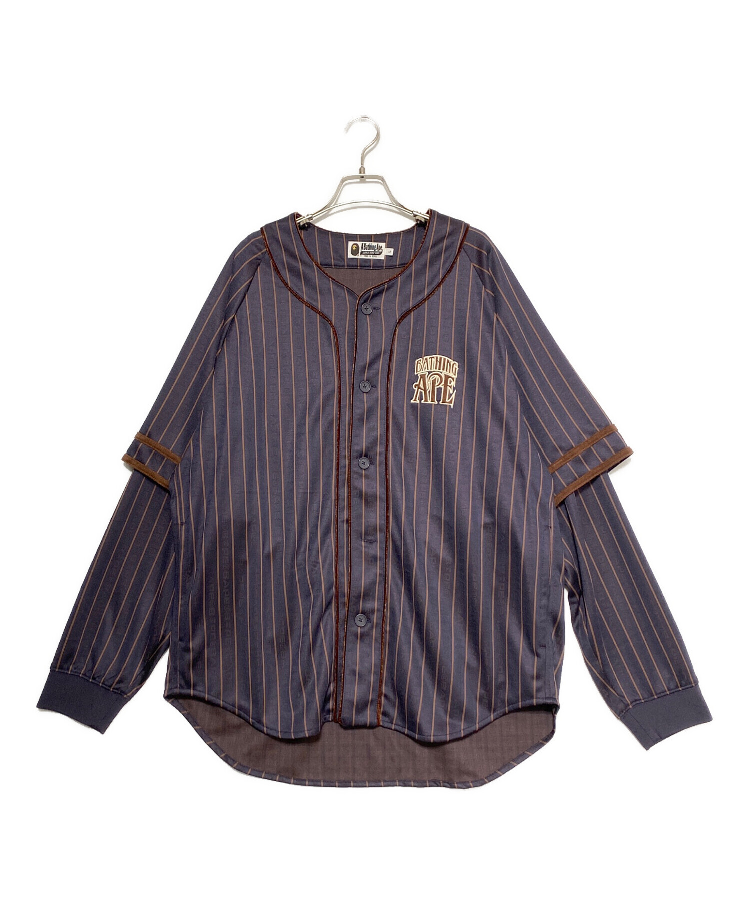 Bathing Ape ストライプ ベースボールシャツ 中古・古着通販】A BATHING APE (ア ベイシング エイプ) Stripe