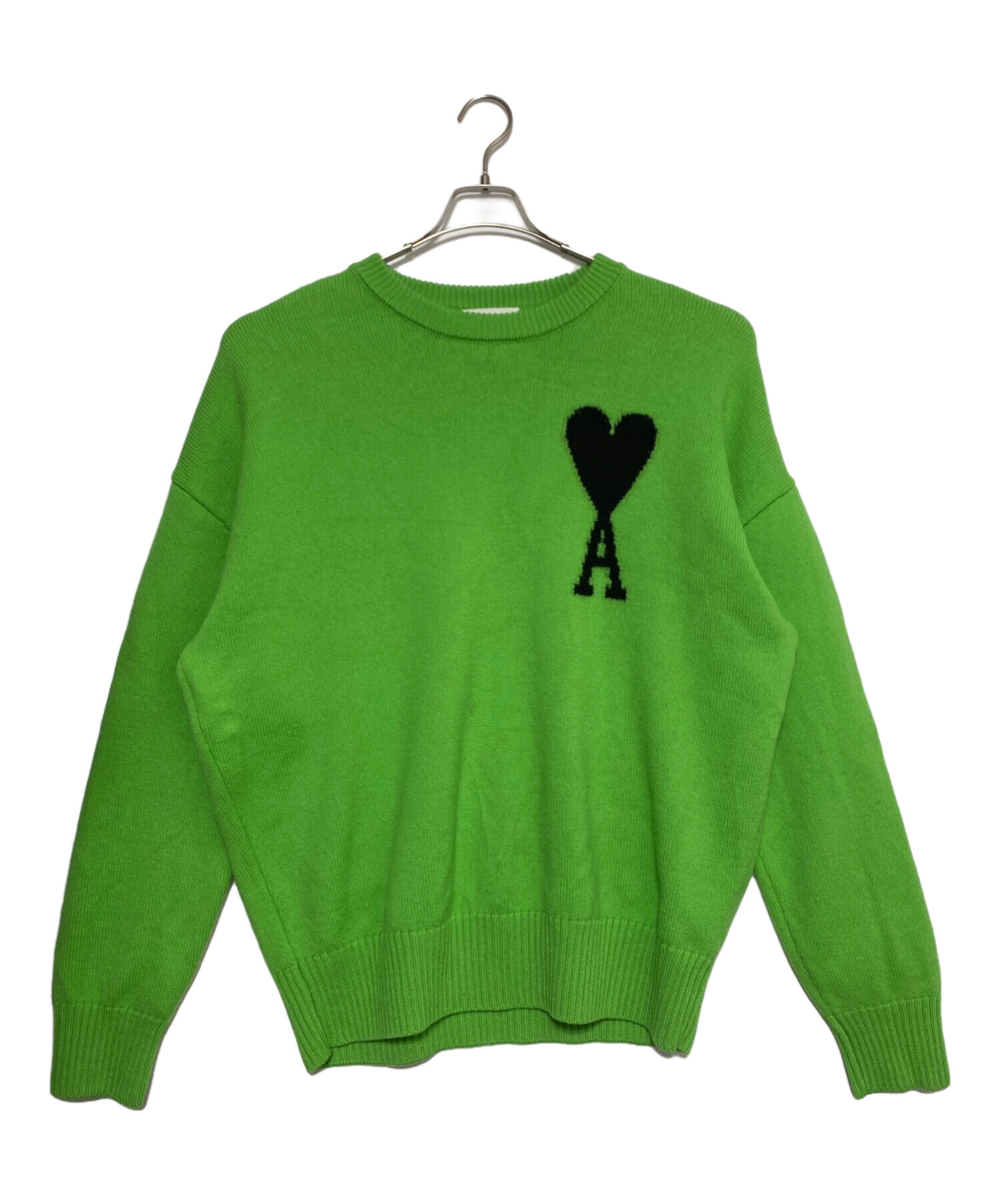 【中古】 AMI PARISアミドゥクール セーター 長袖 クルーネック 厚手 中古・古着通販】AMI PARIS (アミ パリス) Crew neck knit sweater 黄
