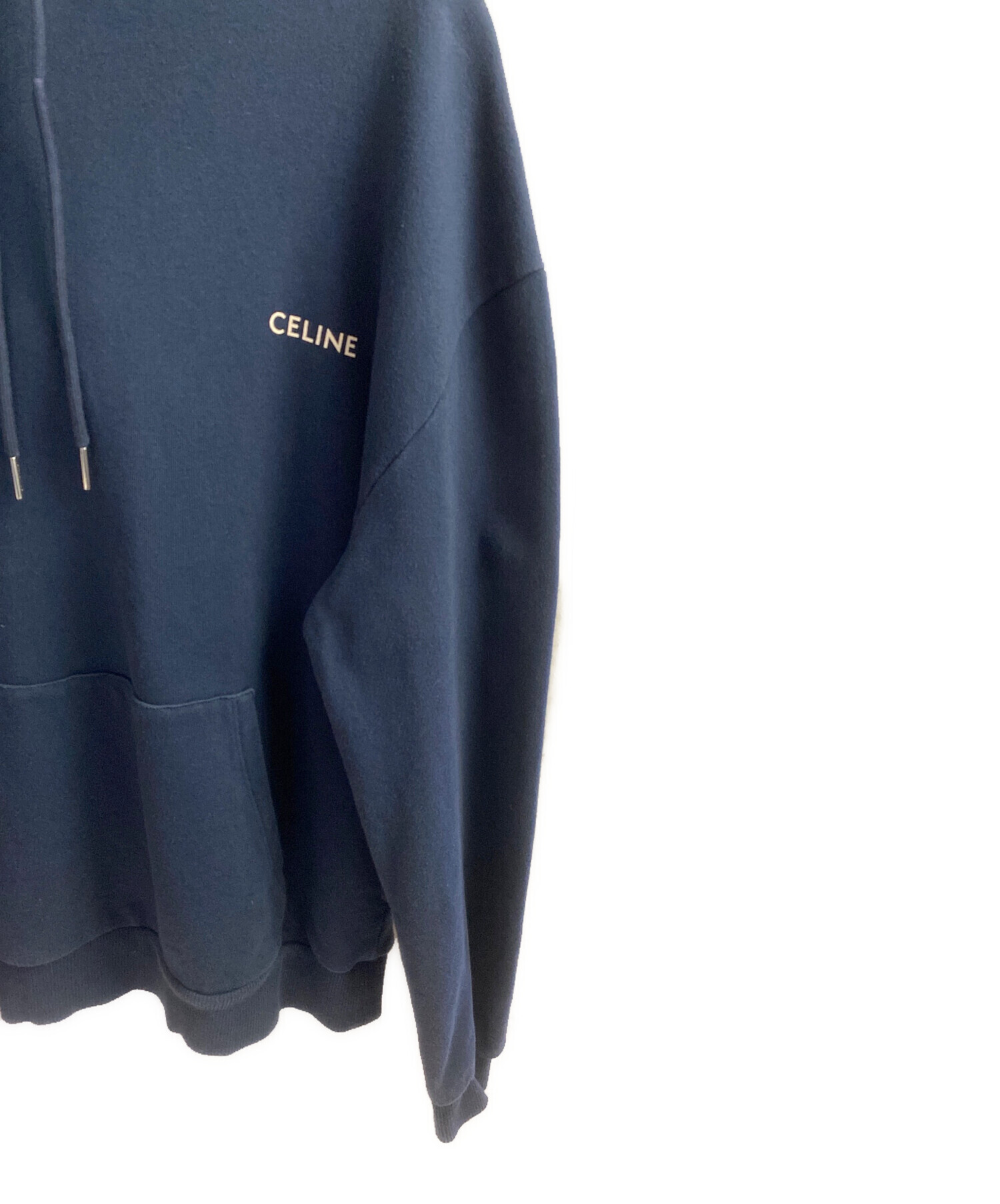 CELINE ネイビー フード付きパーカー 中古・古着通販】CELINE (セリーヌ) ルーズフーディー プルオーバー
