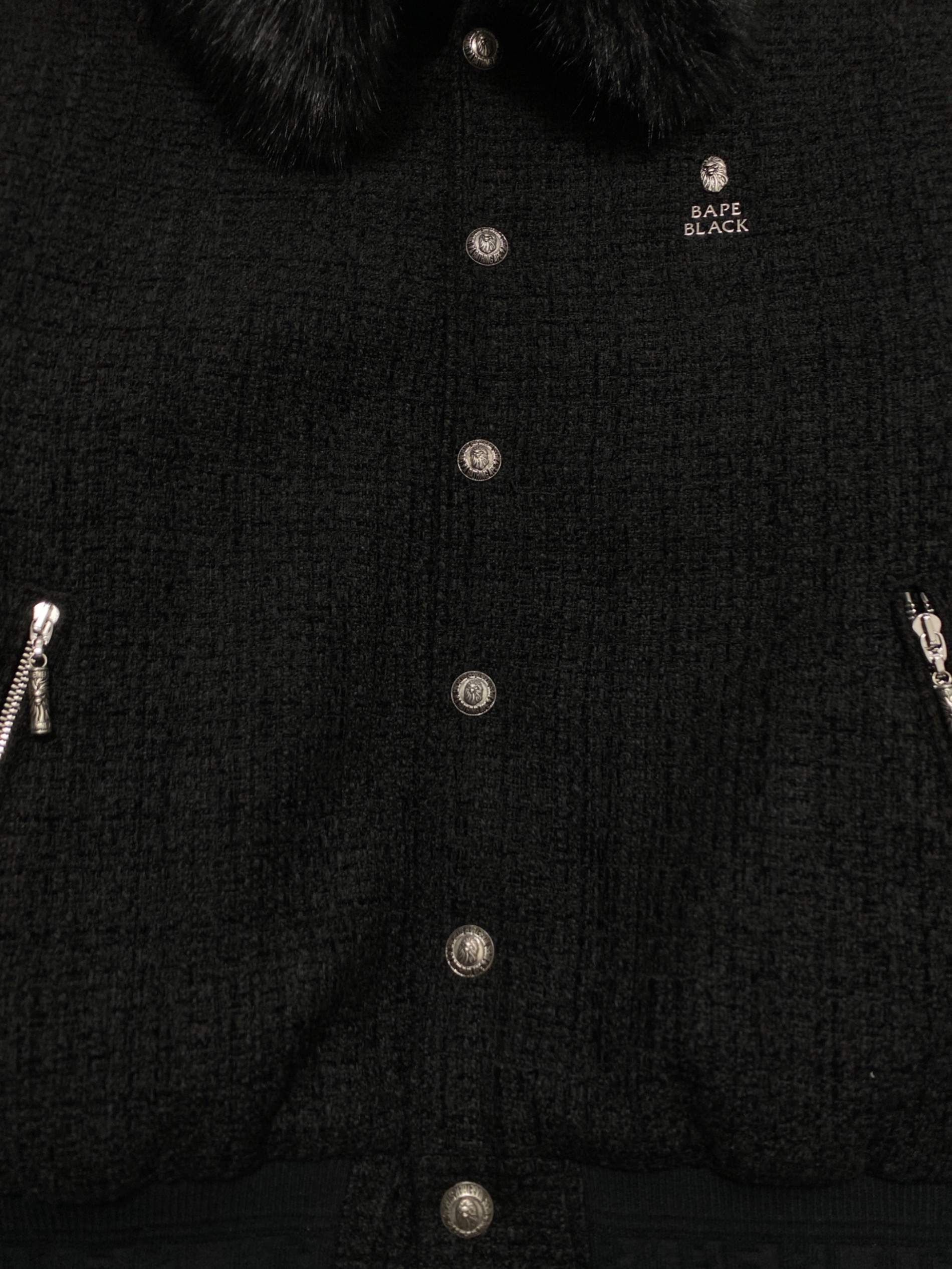 中古・古着通販】BAPE BLACK (ベイプ ブラック) Leather sleeve tweed