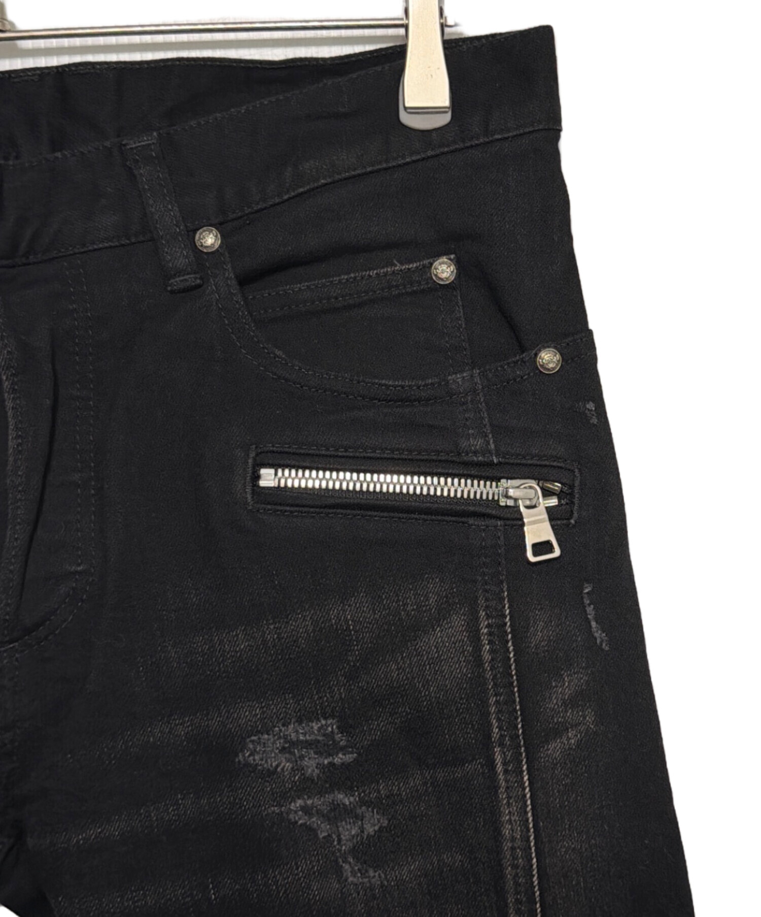 中古・古着通販】BALMAIN (バルマン) スキニーデニムパンツ ブラック