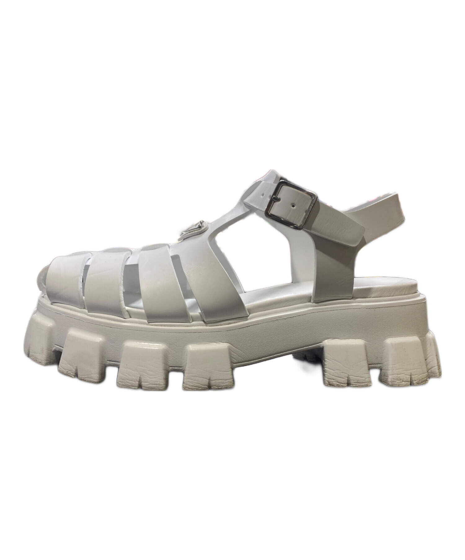 中古・古着通販】PRADA (プラダ) モノリスサンダル ホワイト サイズ:8