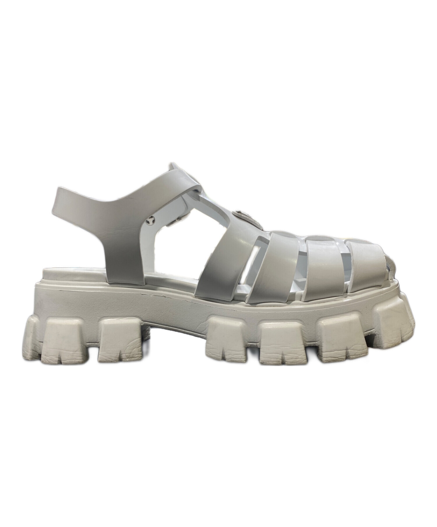 プラダ　モノリス　サンダル　サイズ7 中古・古着通販】PRADA (プラダ) モノリスサンダル ホワイト サイズ:8