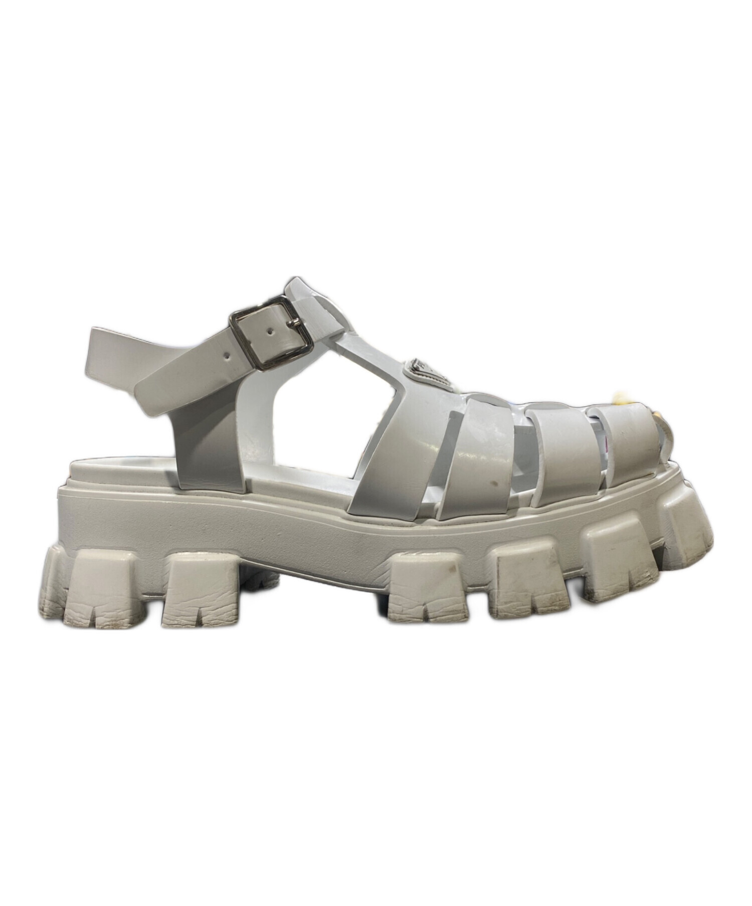 中古・古着通販】PRADA (プラダ) モノリスサンダル ホワイト サイズ:8 