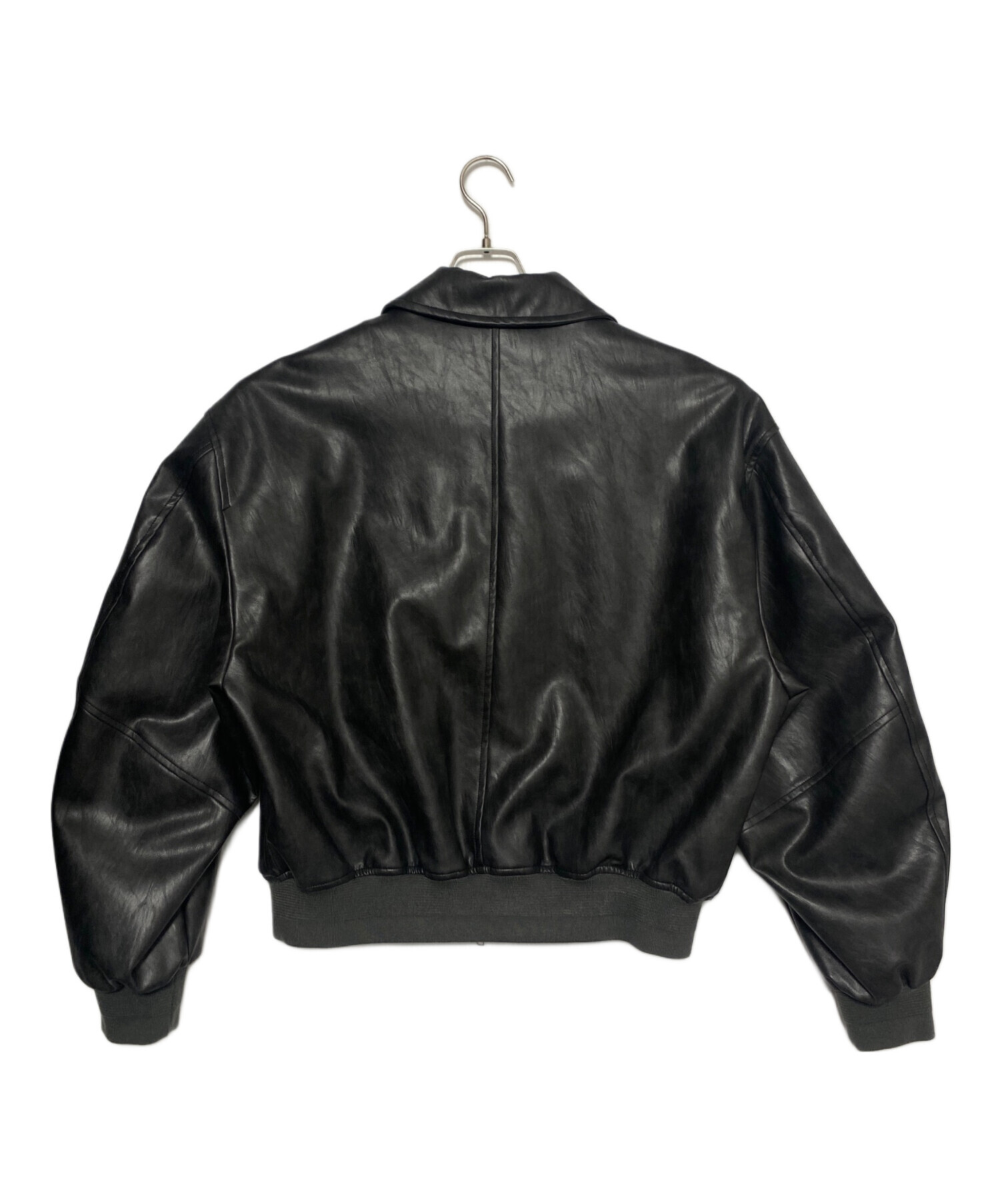 中古・古着通販】NKNIT (ンニット) フェイクレザージャケット ブラック 