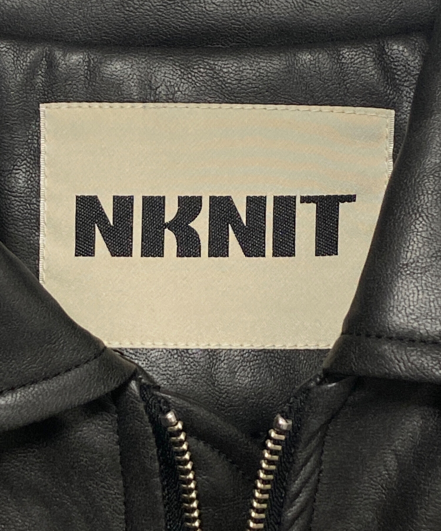 中古・古着通販】NKNIT (ンニット) フェイクレザージャケット ブラック