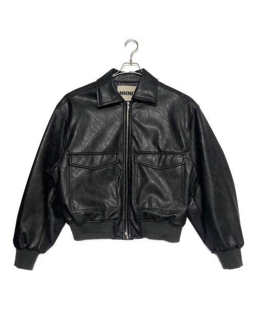 中古・古着通販】NKNIT (ンニット) フェイクレザージャケット ブラック