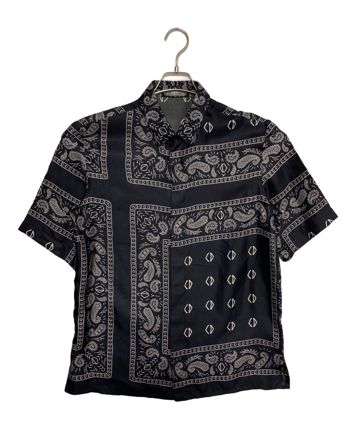 中古・古着通販】DIOR (ディオール) short sleeve silk shirt ネイビー