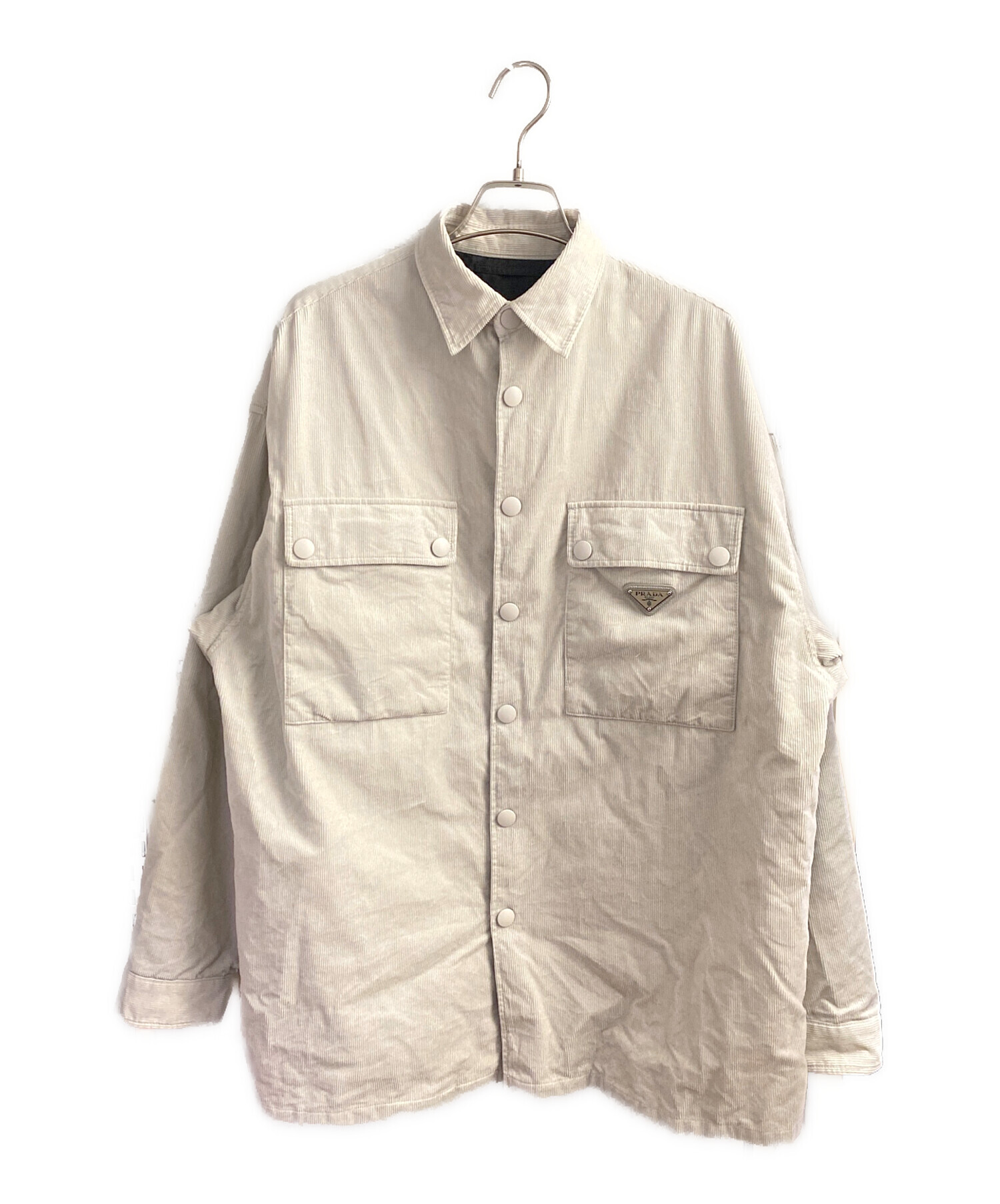 PRADA 2010年秋モデル コットンストレッチシャツ 袖ラバータグ PRADA
