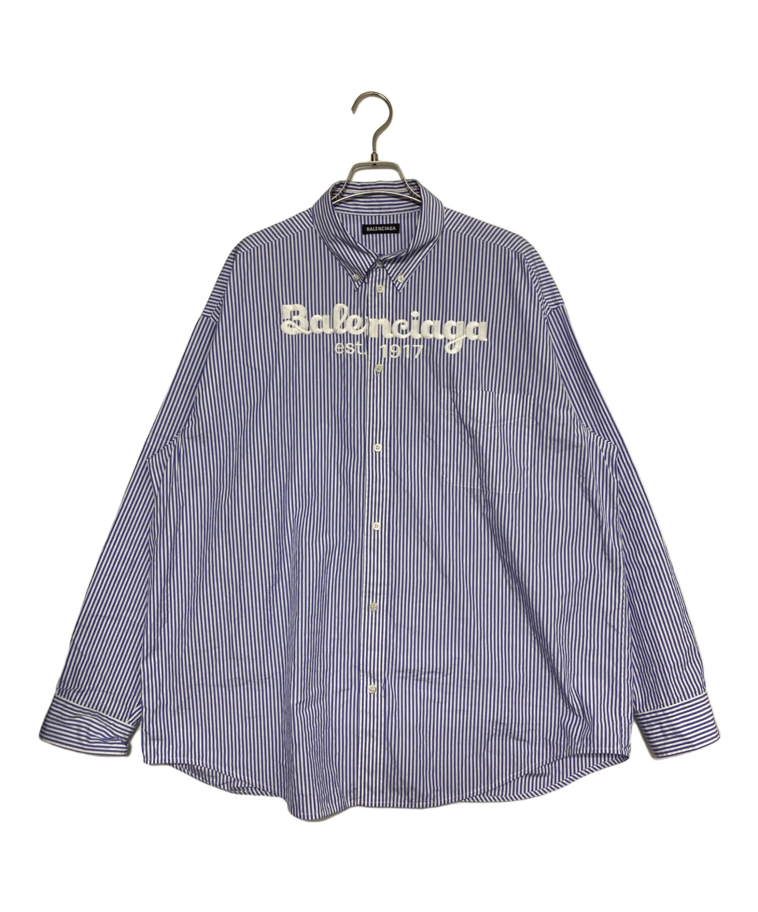 BALENCIAGAストライプシャツ36サイズ 中古・古着通販】BALENCIAGA (バレンシアガ) バックロゴストライプ